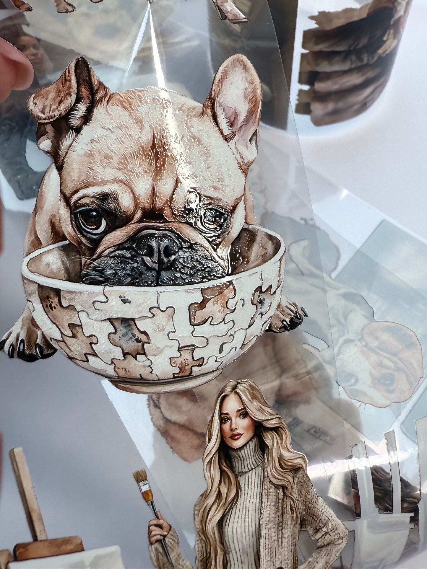 PET 3D raised Teacher and dog lover tape,one roll fashion, junk journal, scrapbooking,bullet journal, card making.
