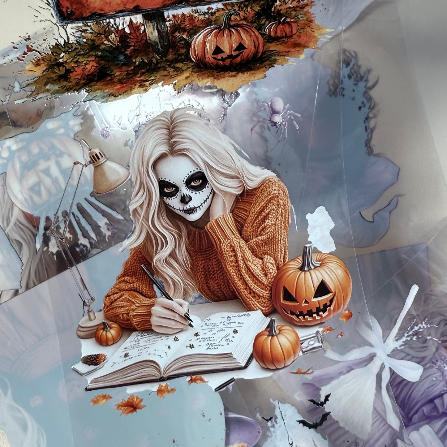 PET 3D raised Halloween Planner and Lavender Spooky tape,one roll fashion, junk journal, scrapbooking,bullet journal, card making.