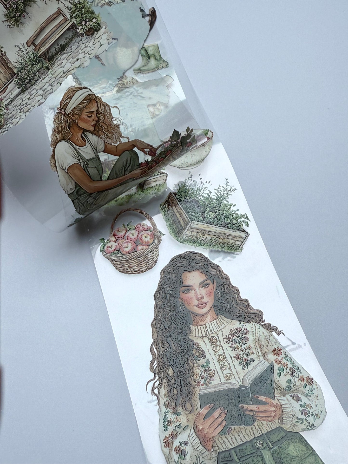 PET 3D raised Life in a cottage tape,one roll fashion, junk journal, scrapbooking,bullet journal, card making.
