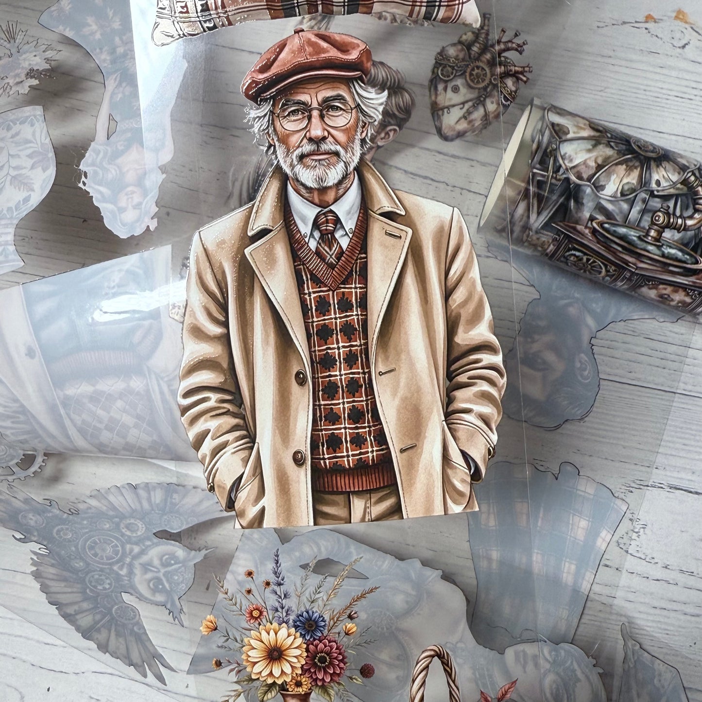 PET 3D raised Steampunk ballroom soiree and Autumn in the country tape,one roll fashion, junk journal, scrapbooking,bullet journal, card making.