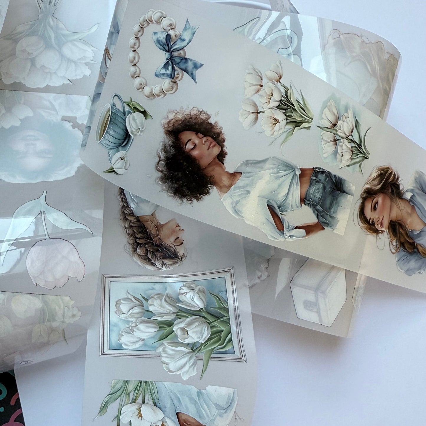 PET 3D raised tape Tulips addiction tape,one roll fashion, junk journal, scrapbooking,bullet journal, card making.