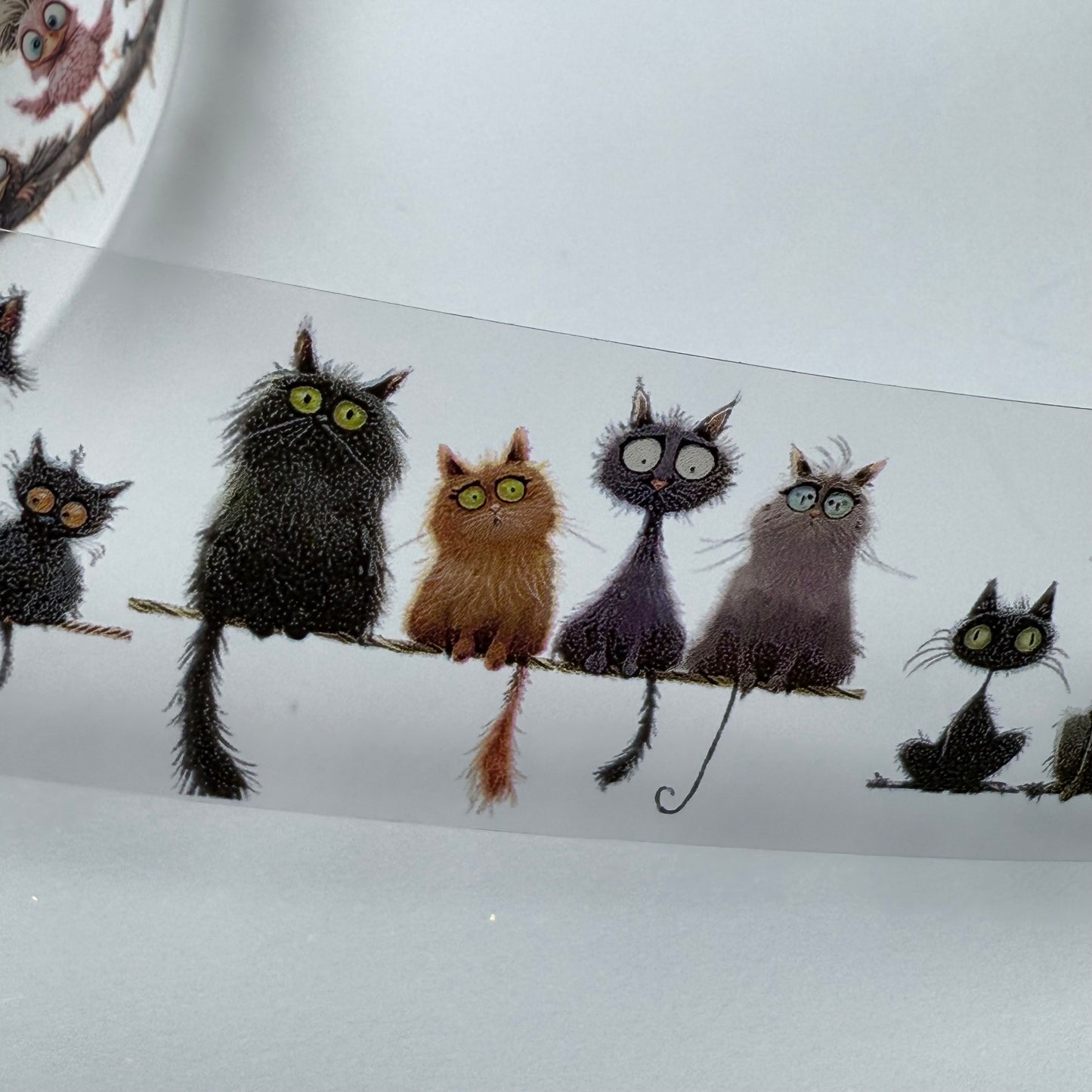 PET 3D raised Birds and cats tape,one roll fashion, junk journal, scrapbooking,bullet journal, card making.