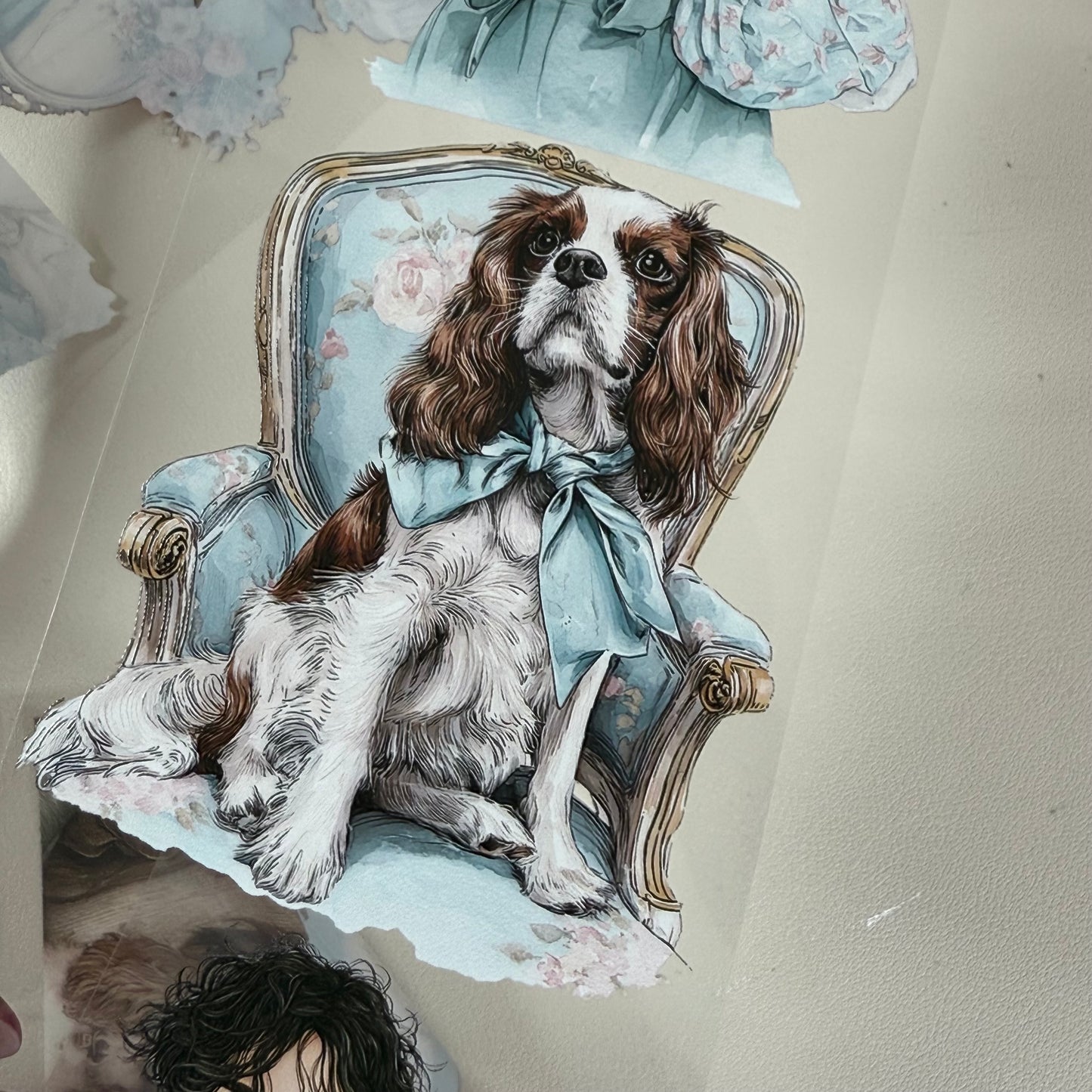 PET Grandmillennial Aesthetic and Dog Lovers 3D raised tape,one roll fashion, junk journal, scrapbooking,bullet journal, card making.