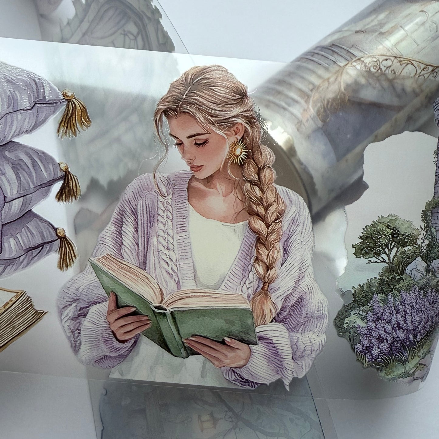PET 3D raised Modern Rapunzel and Medieval tape,one roll fashion, junk journal, scrapbooking,bullet journal, card making.