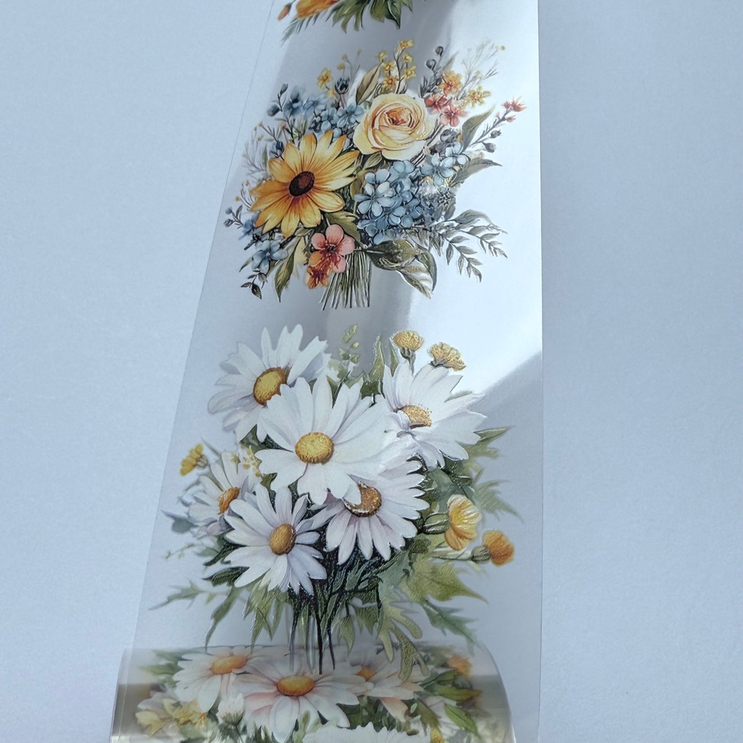 PET 3D raised flowers tape,one roll fashion, junk journal, scrapbooking,bullet journal, card making.