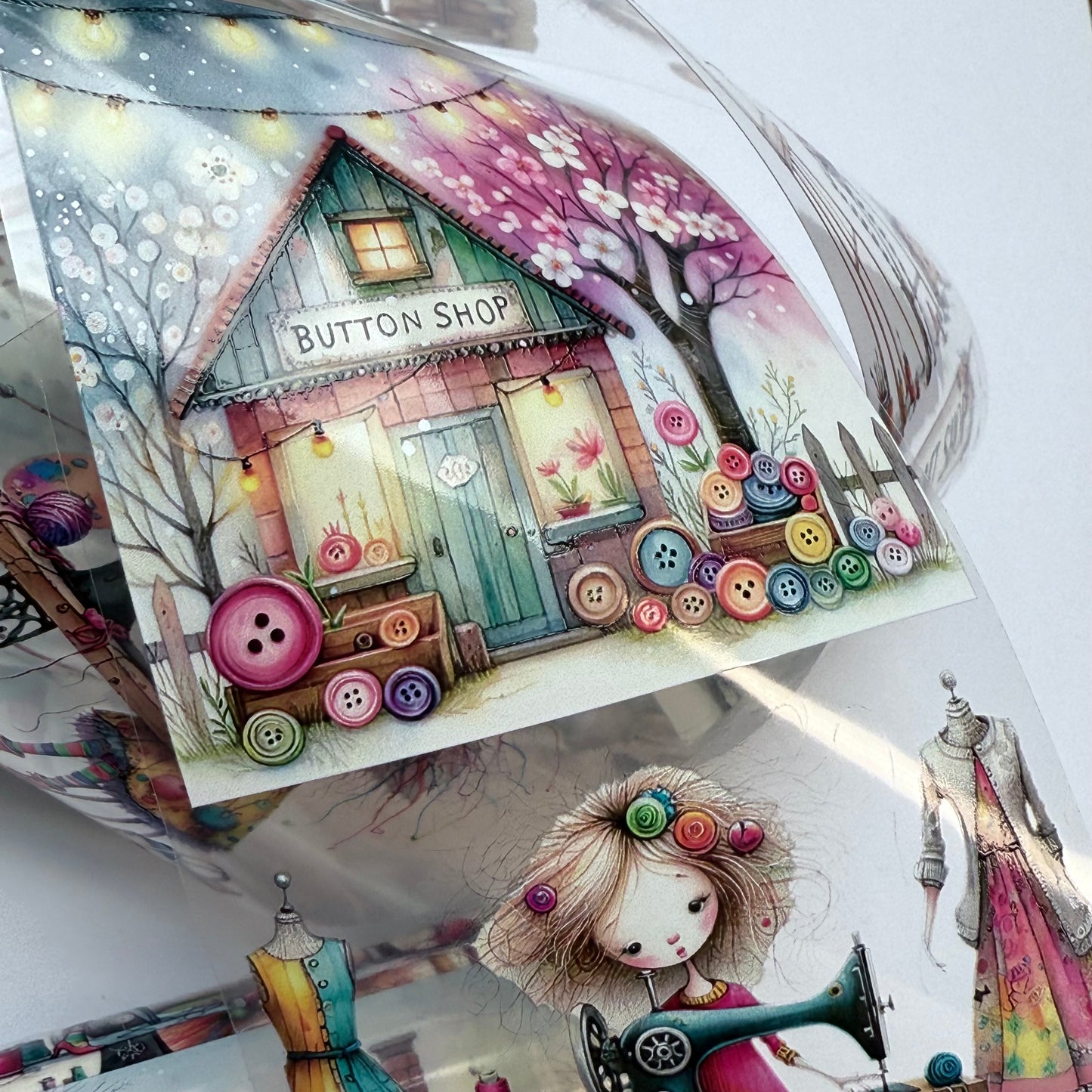 PET 3D raised Quirky Artist and Sewing tape,one roll fashion, junk journal, scrapbooking,bullet journal, card making.