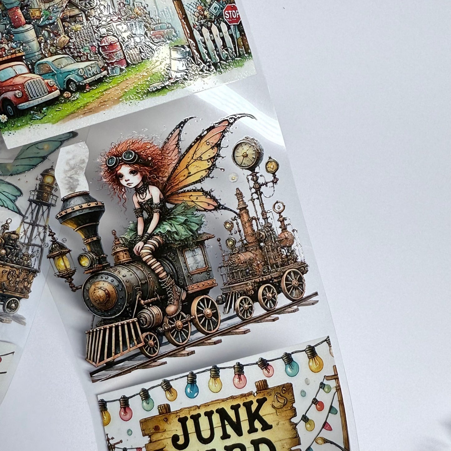 PET 3D raised Quirky Secretary and Steampunk tape,one roll fashion, junk journal, scrapbooking,bullet journal, card making.