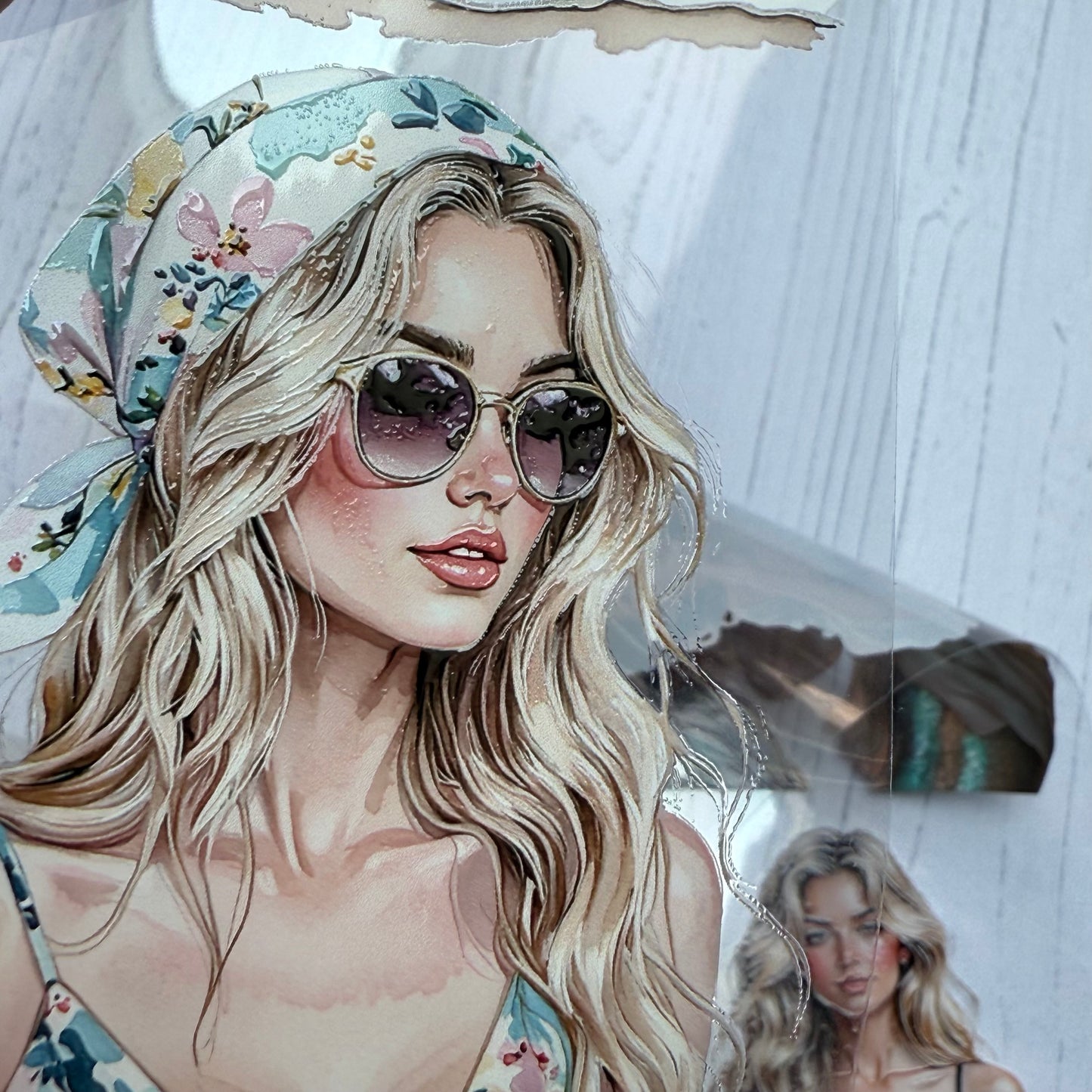 PET 3D raised Seaside Sun and Siren tape,one roll fashion, junk journal, scrapbooking,bullet journal, card making.