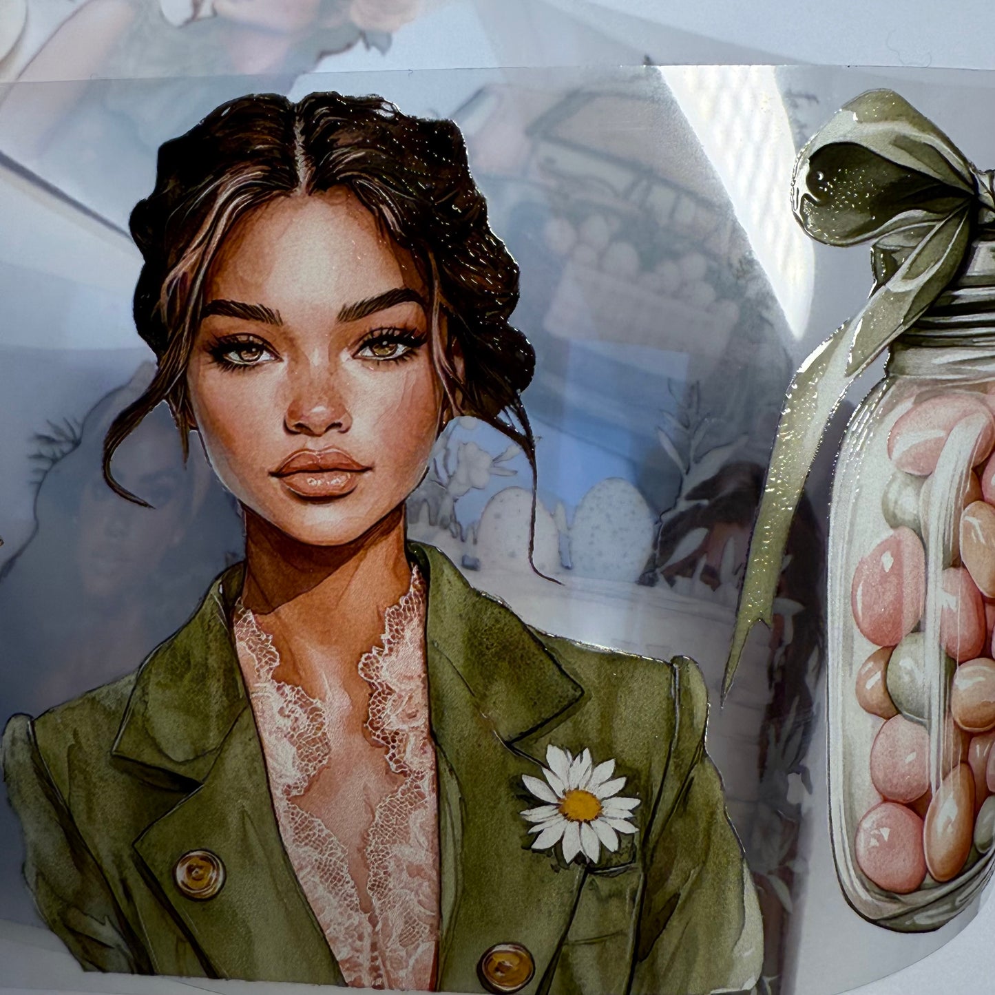 PET 3D raised Antique spring and Easter tape,one roll fashion, junk journal, scrapbooking,bullet journal, card making.