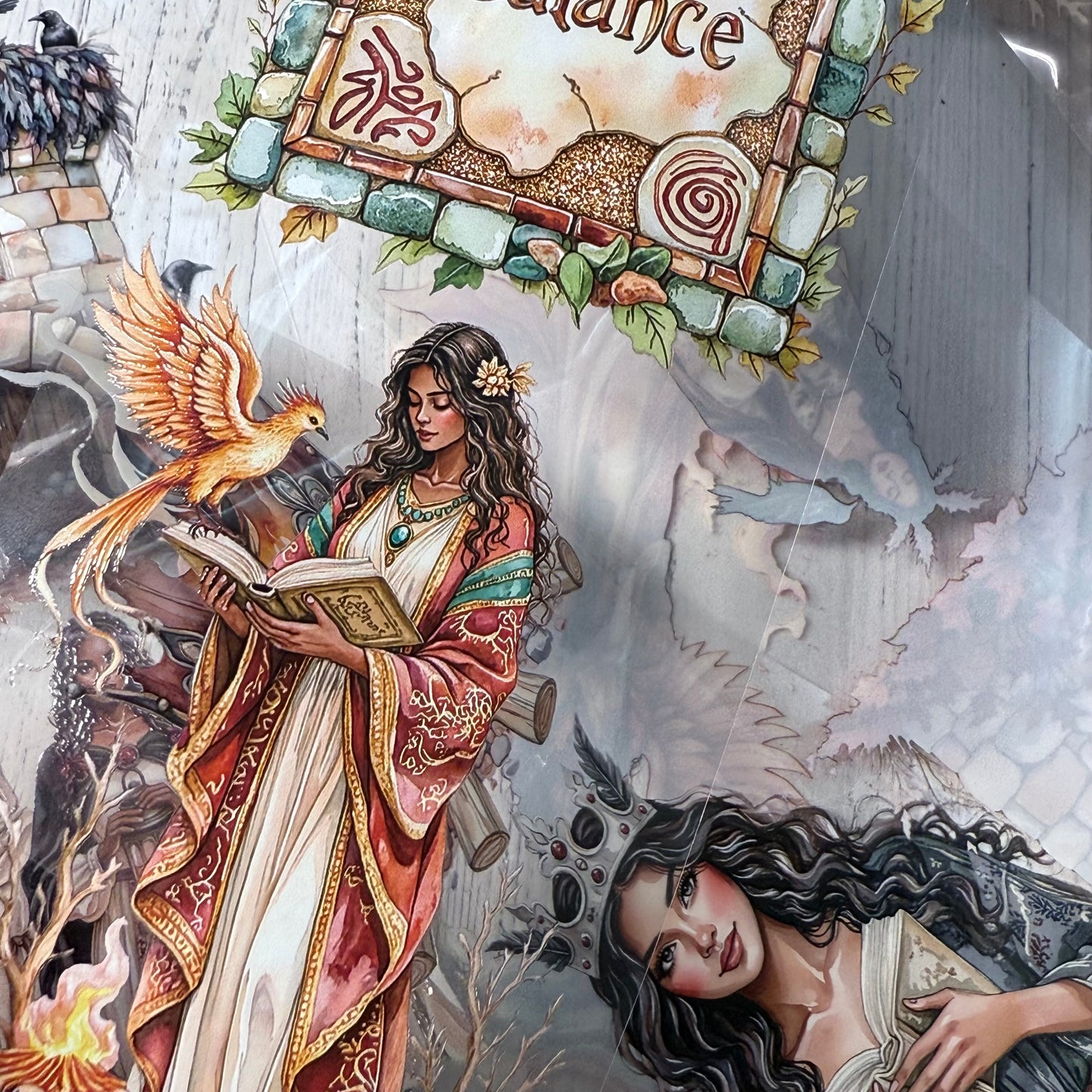 PET 3D raised Elemental warden and Raven magic tape,one roll fashion, junk journal, scrapbooking,bullet journal, card making.