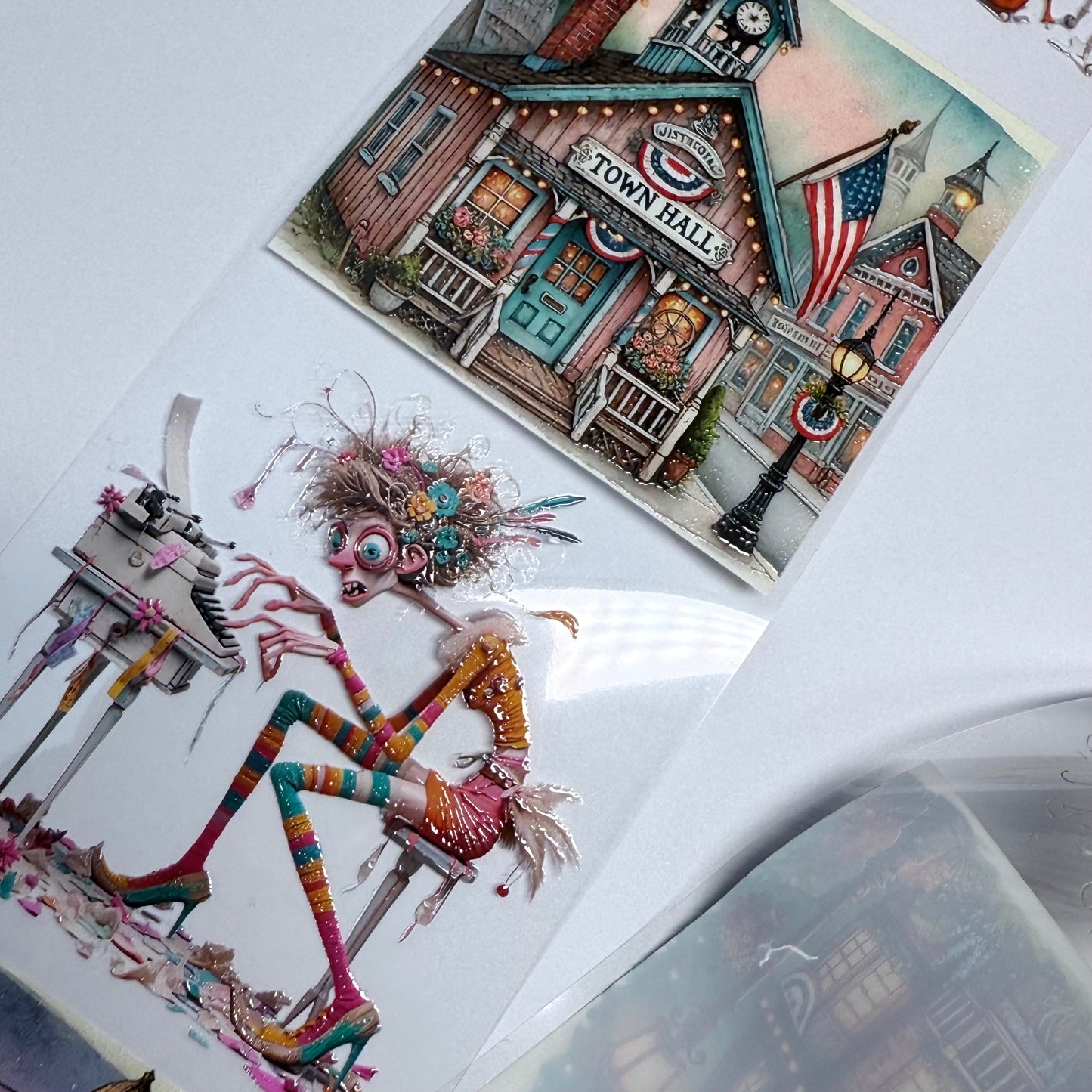 PET 3D raised Quirky Secretary and Steampunk tape,one roll fashion, junk journal, scrapbooking,bullet journal, card making.