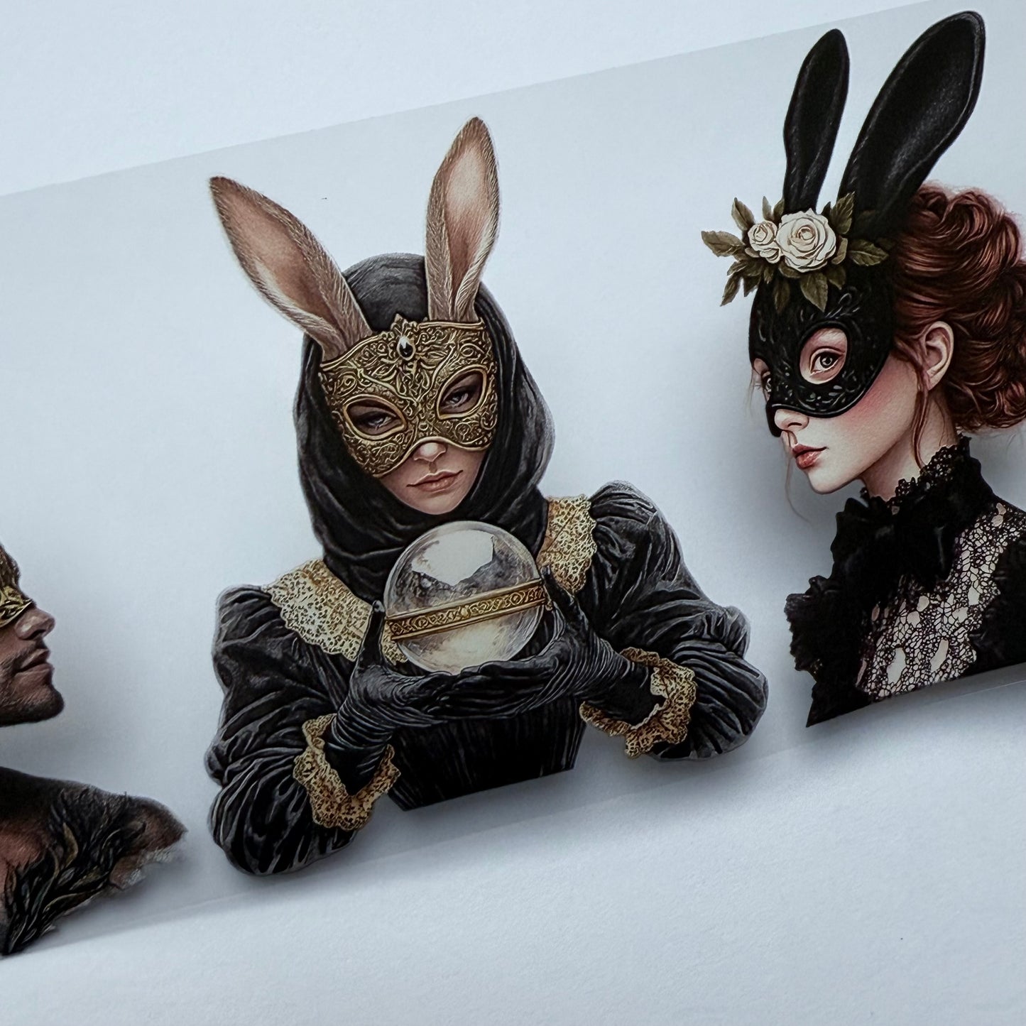 PET 3D raised The Rabbit’s Masquerade Noir Carnival and Lady of the Lake Moonlit Hex tape,one roll fashion, junk journal, scrapbooking,bullet journal, card making.