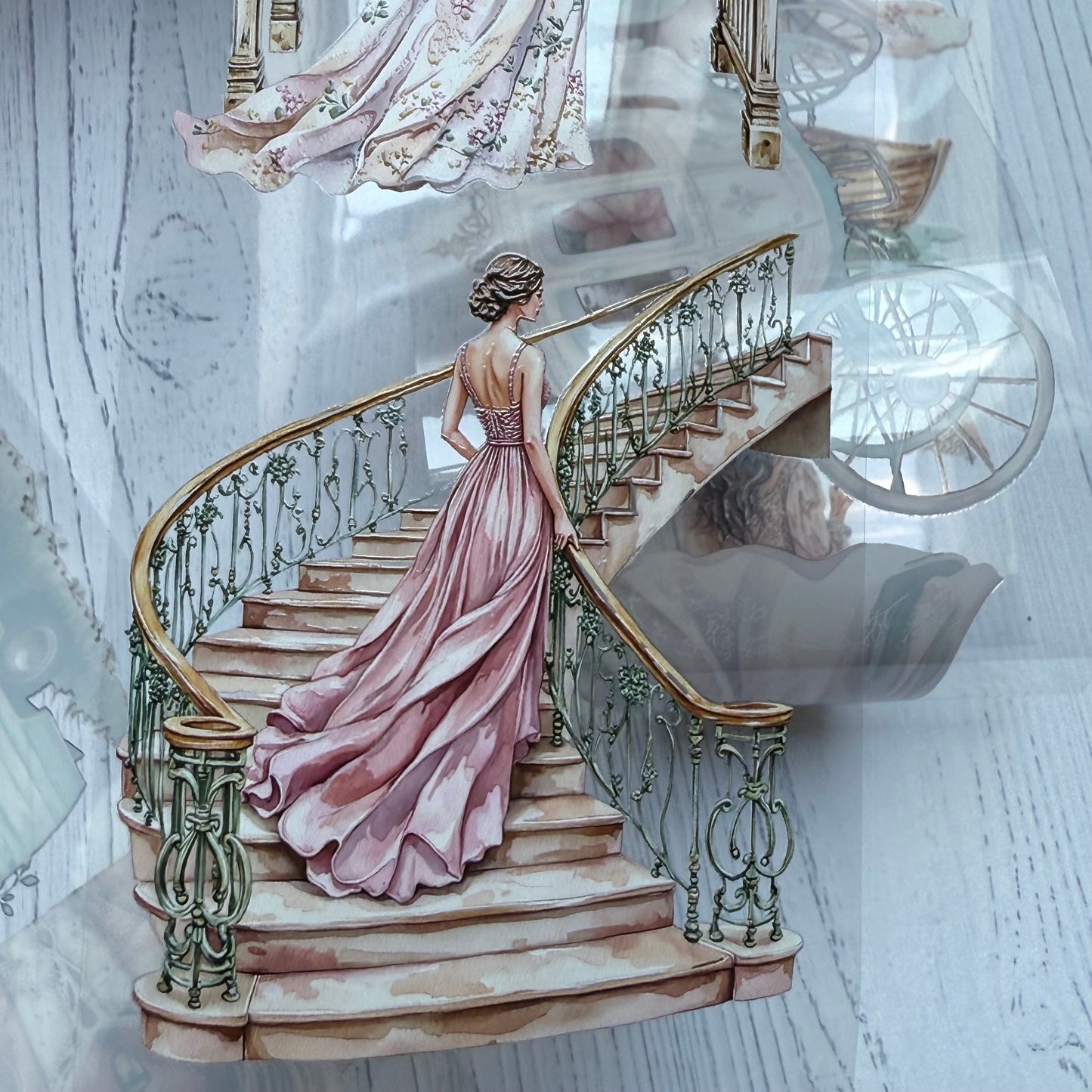 PET 3D raised Vintage romance and Bohemian World tape,one roll fashion, junk journal, scrapbooking,bullet journal, card making.