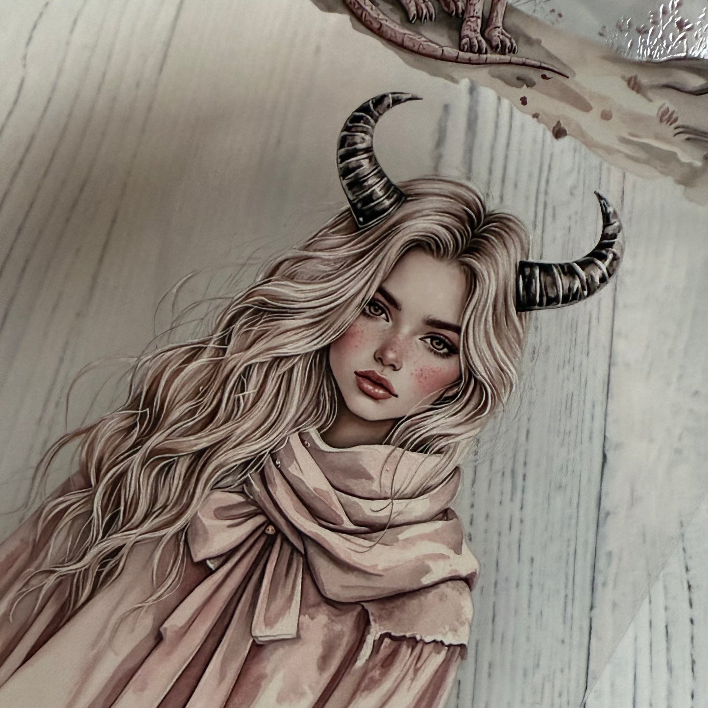 PET 3D raised Pink Dragon Witch and Forest Secrets tape,one roll fashion, junk journal, scrapbooking,bullet journal, card making.