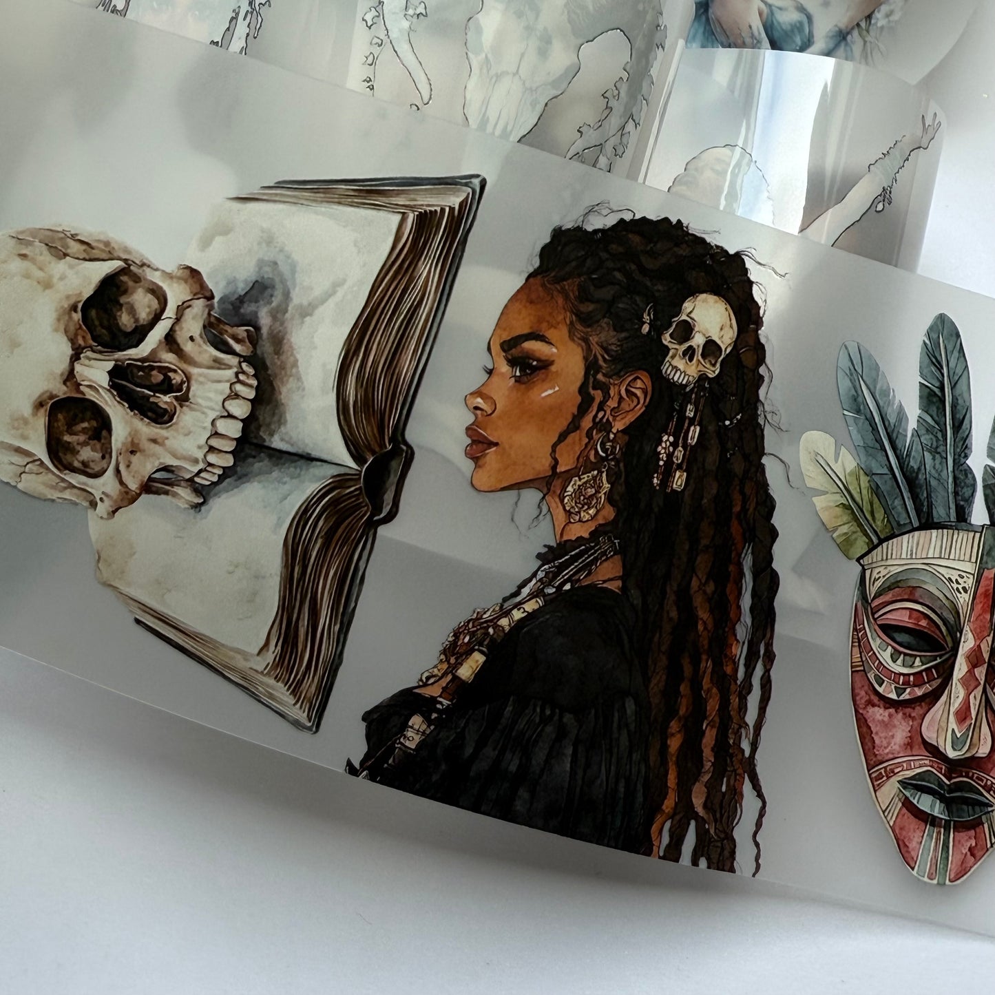 PET 3D raised tape Imbolc and Voodoo tape,one roll fashion, junk journal, scrapbooking,bullet journal, card making.