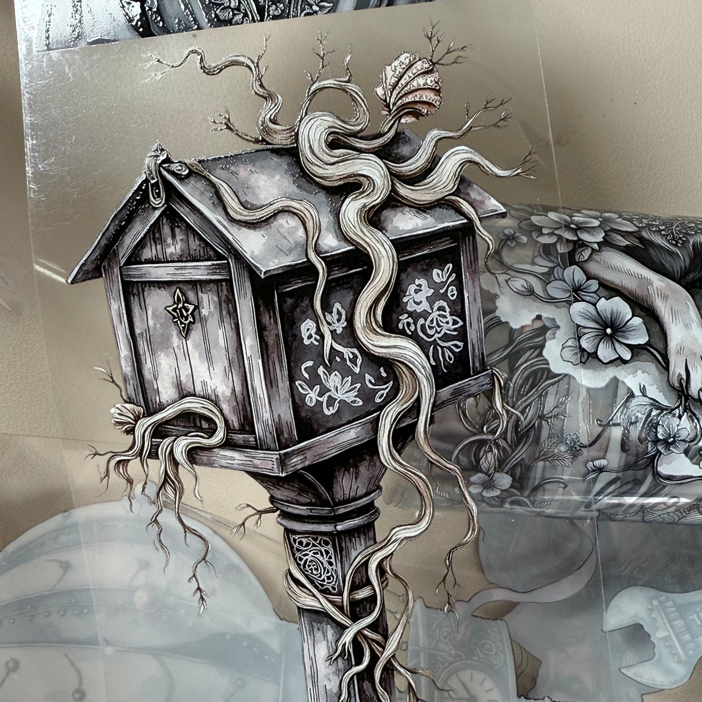 PET Murkveil Spectral Anemones and Airship Chronicles 3D raised tape,one roll fashion, junk journal, scrapbooking,bullet journal, card making.