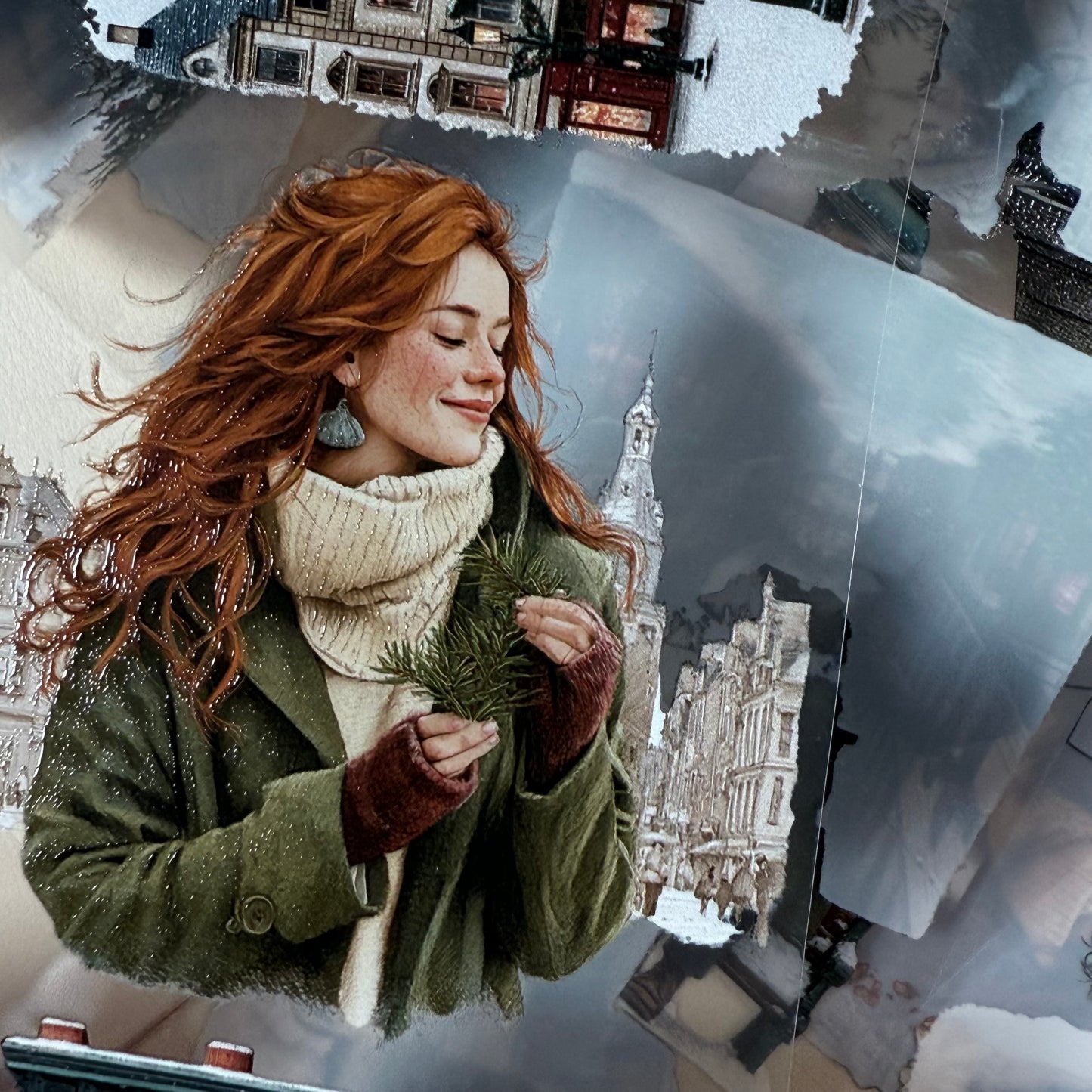 PET 3D raised Christmas in the city and Boho Golden Christmas tape,one roll fashion, junk journal, scrapbooking,bullet journal, card making.