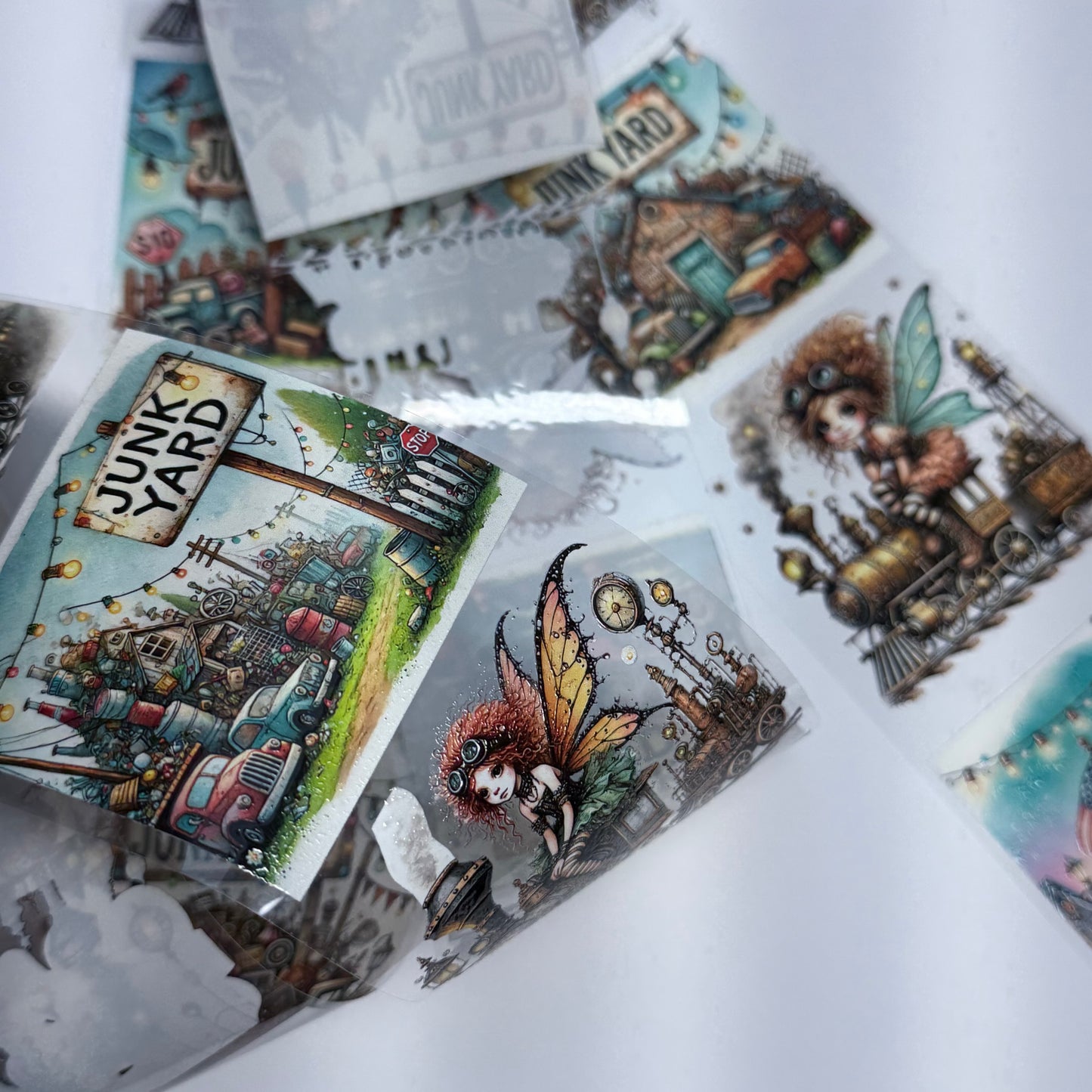 PET 3D raised Quirky Secretary and Steampunk tape,one roll fashion, junk journal, scrapbooking,bullet journal, card making.