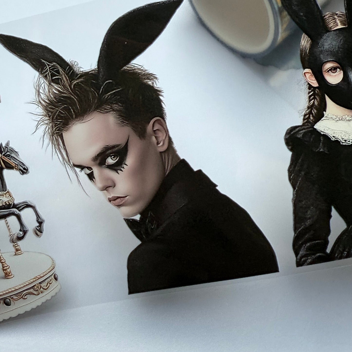 PET 3D raised The Rabbit’s Masquerade Noir Carnival and Lady of the Lake Moonlit Hex tape,one roll fashion, junk journal, scrapbooking,bullet journal, card making.