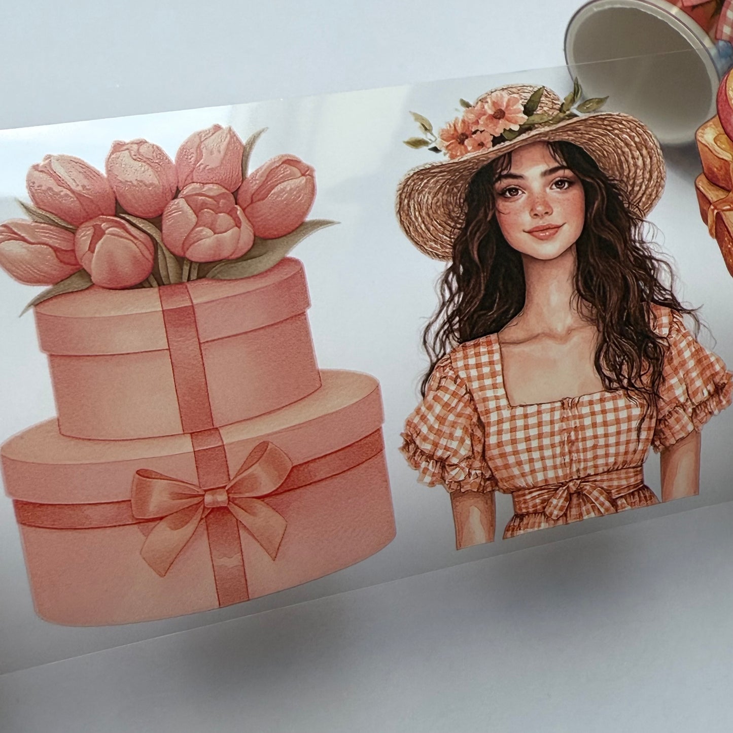 PET 3D raised Noir Coquette and Cozy peachy days tape,one roll fashion, junk journal, scrapbooking,bullet journal, card making.
