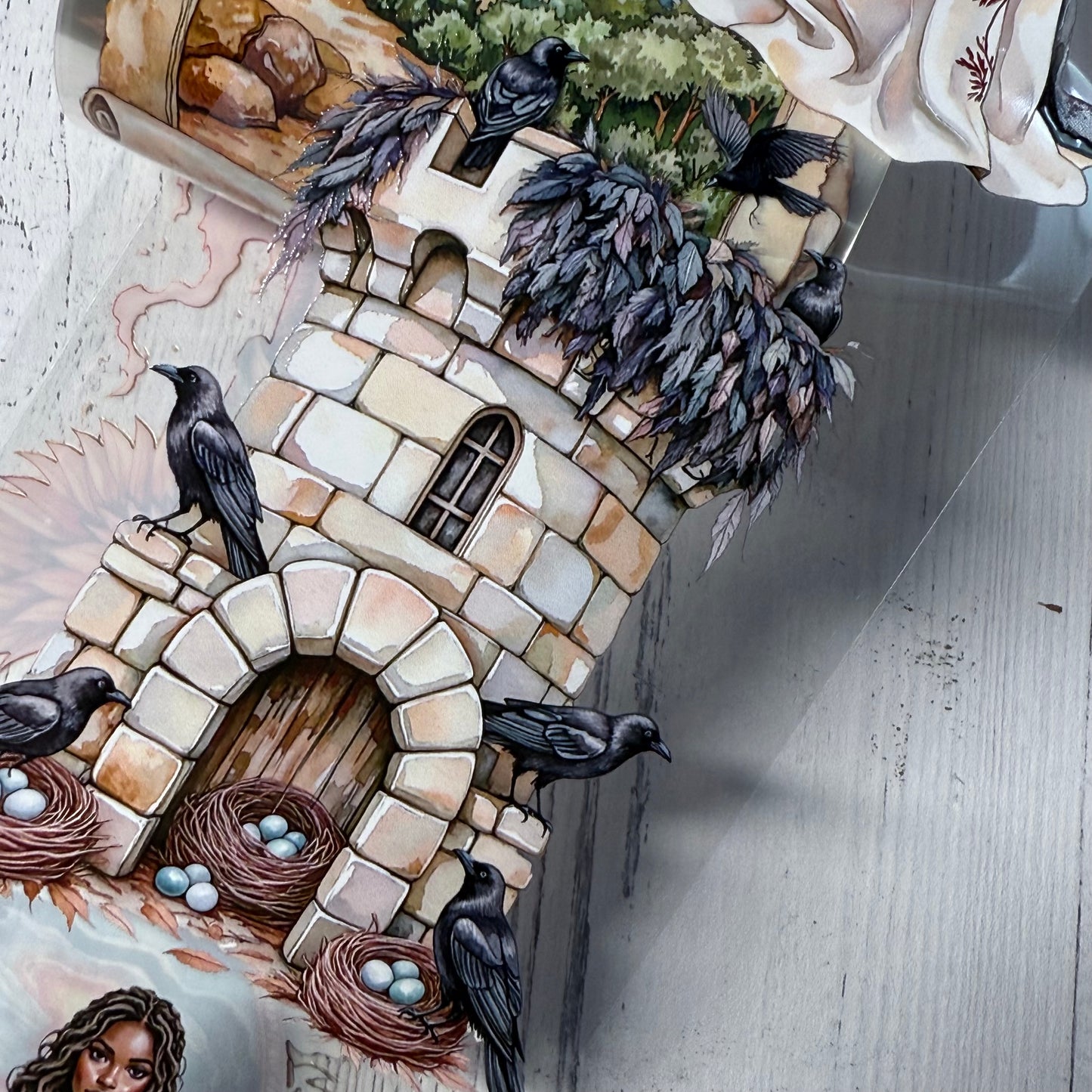 PET 3D raised Elemental warden and Raven magic tape,one roll fashion, junk journal, scrapbooking,bullet journal, card making.