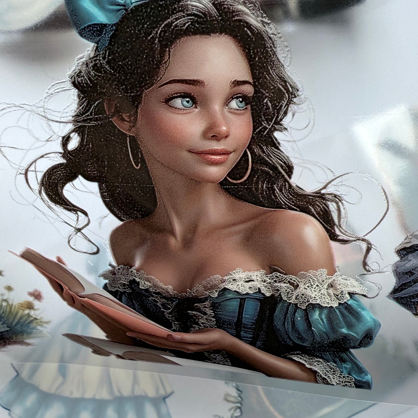 PET 3D raised Alice in Wonderland and Blush mint tape,one roll fashion, junk journal, scrapbooking,bullet journal, card making.