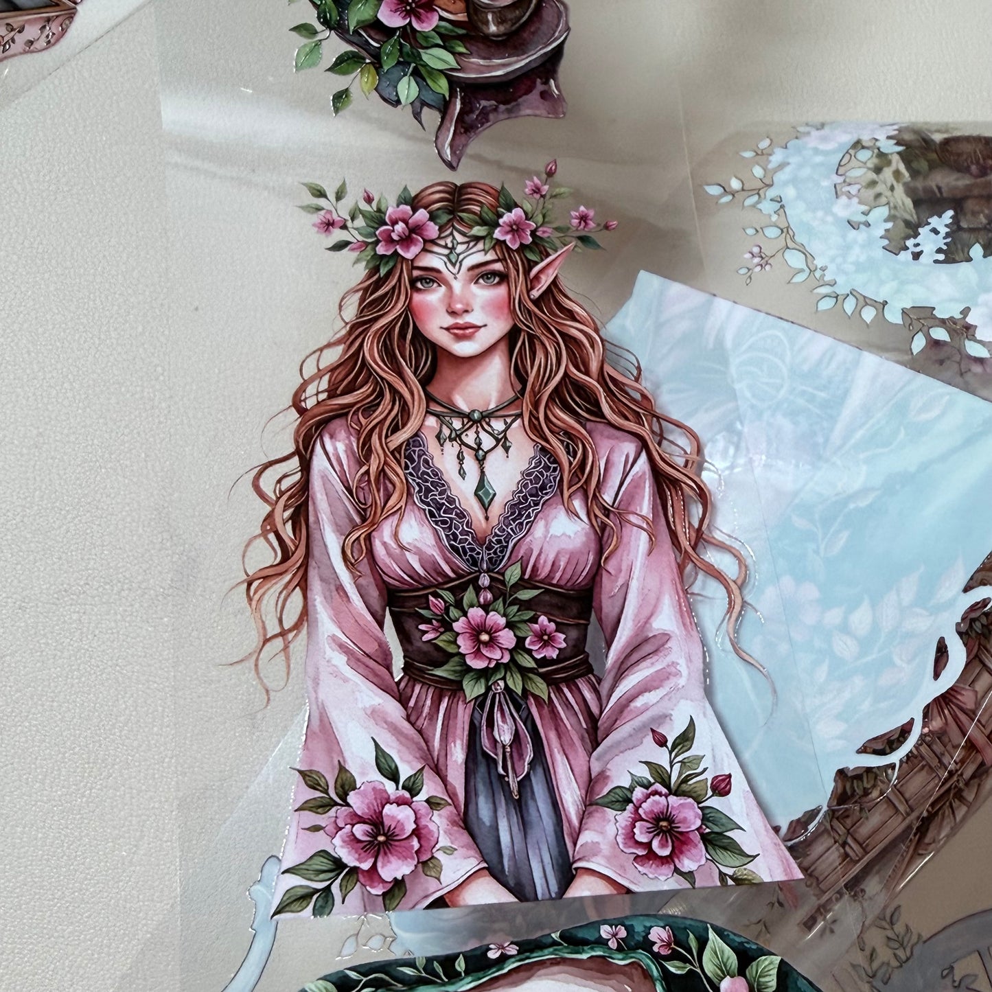 Sunstone Bohemian Caravan and Elven Whispers PET 3D raised tape,one roll fashion, junk journal, scrapbooking,bullet journal, card making.