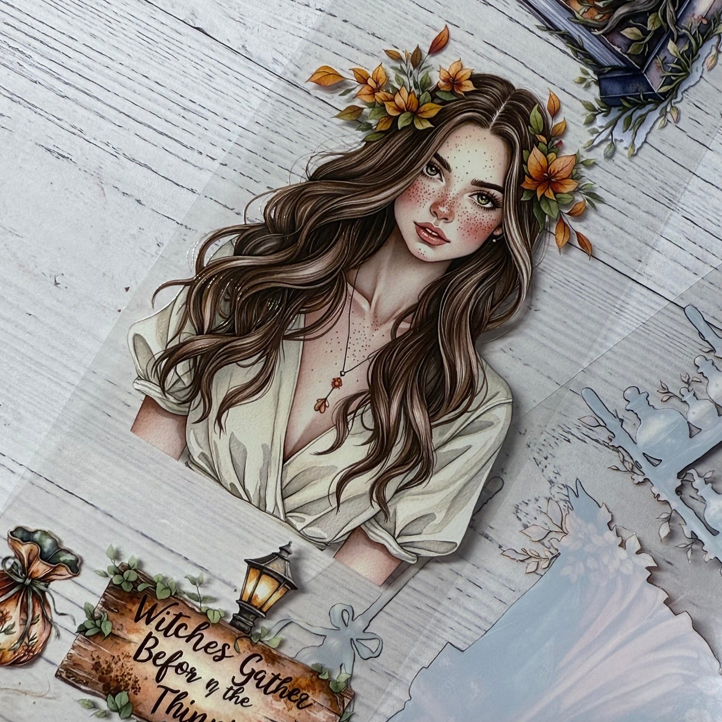 PET 3D raised Autumn magic witchery and Fall van life tape,one roll fashion, junk journal, scrapbooking,bullet journal, card making.
