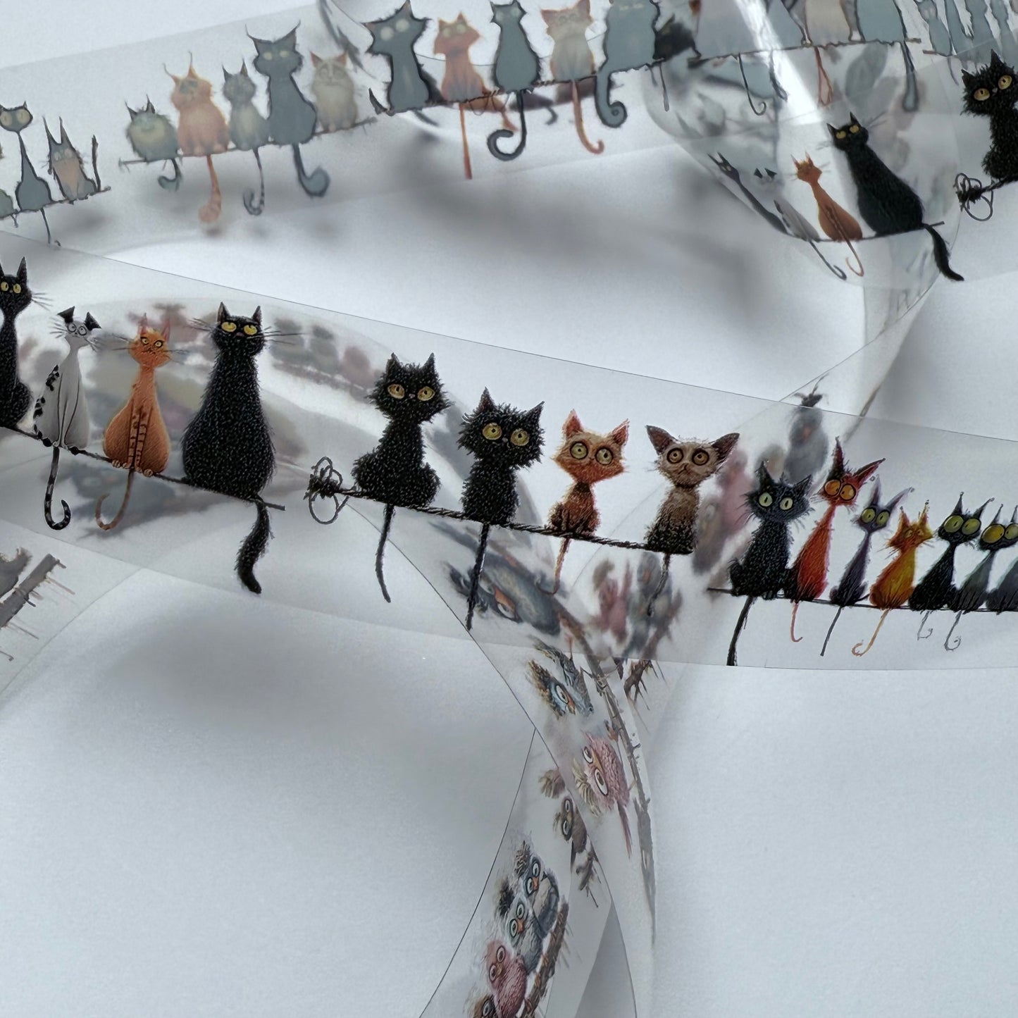 PET 3D raised Birds and cats tape,one roll fashion, junk journal, scrapbooking,bullet journal, card making.