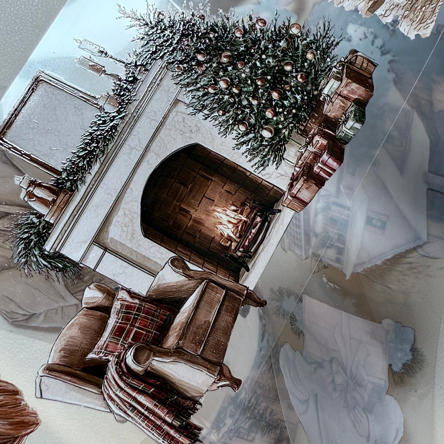 PET 3D raised Warm Swiss Christmas and Christmas Farmhouse tape,one roll fashion, junk journal, scrapbooking,bullet journal, card making.