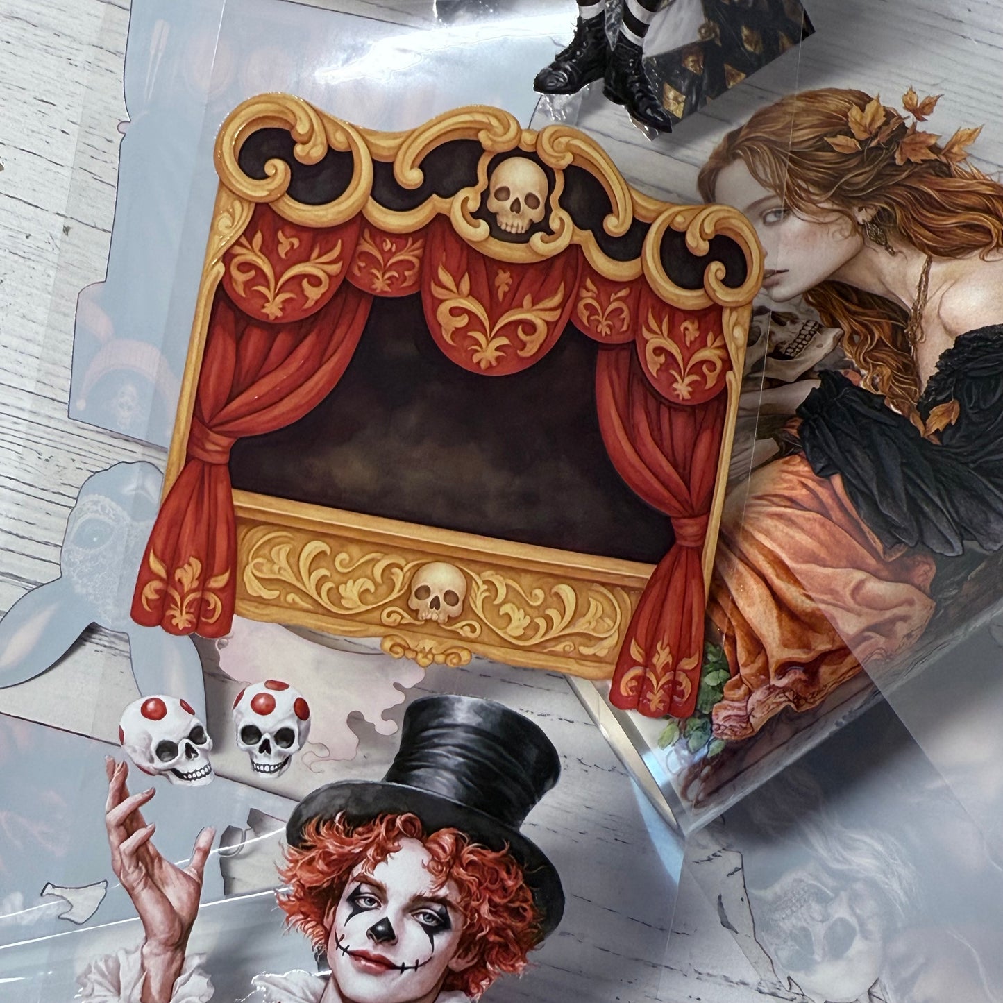 PET 3D raised Autumn spell and Midnight circus tape,one roll fashion, junk journal, scrapbooking,bullet journal, card making.