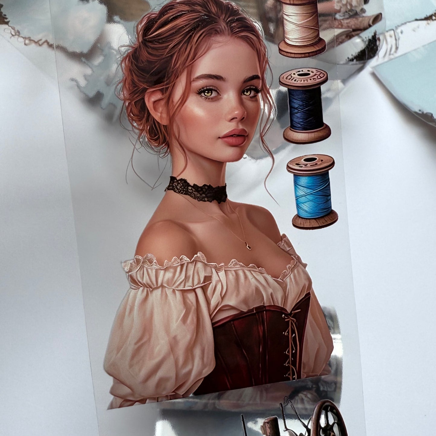 PET 3D raised She is an musician, She is an tailor tape,one roll fashion, junk journal, scrapbooking,bullet journal, card making.