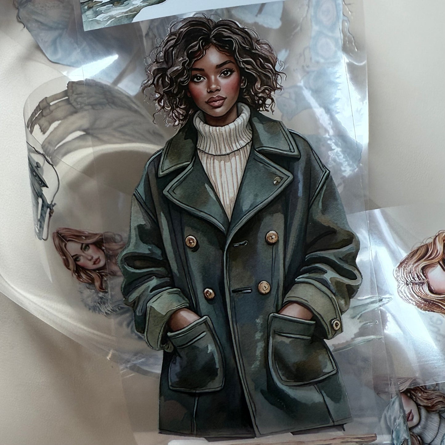 PET 3D raised Winter Mages and Silent Woods Apothecary tape,one roll fashion, junk journal, scrapbooking,bullet journal, card making.