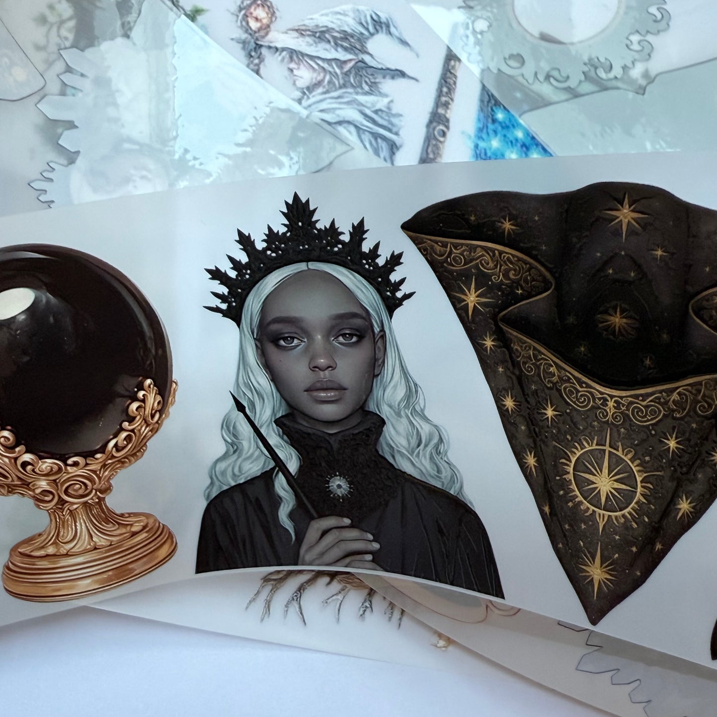 PET 3D raised tape Forest Elven and Obsidian witch tape,one roll fashion, junk journal, scrapbooking,bullet journal, card making.