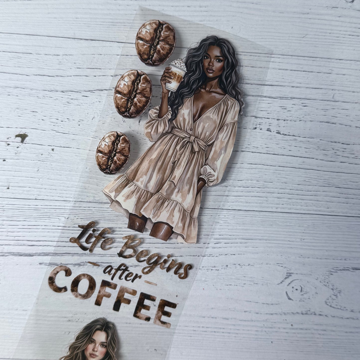 PET 3D raised Coffee lover and Mossy autumn tape,one roll fashion, junk journal, scrapbooking,bullet journal, card making.