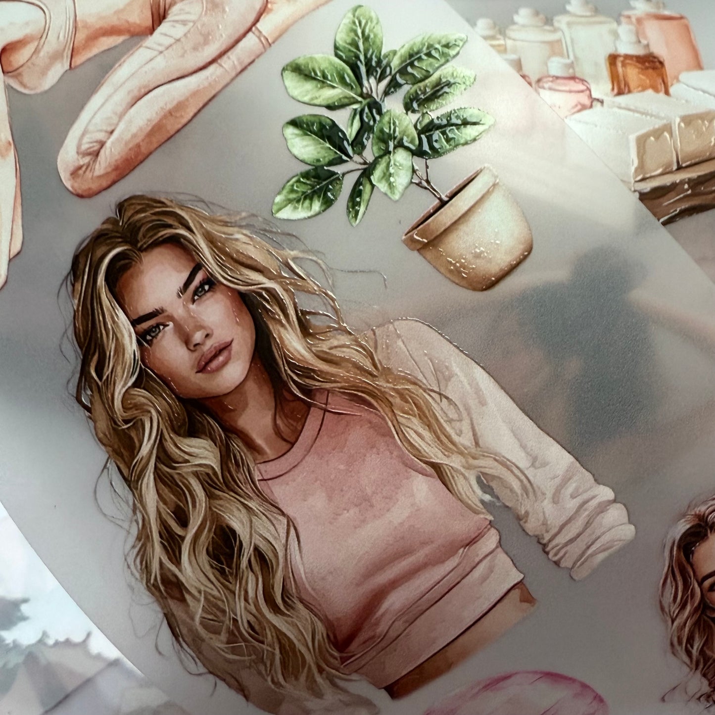 PET 3D raised tape pink romance and pilates lover tape,one roll fashion, junk journal, scrapbooking,bullet journal, card making.