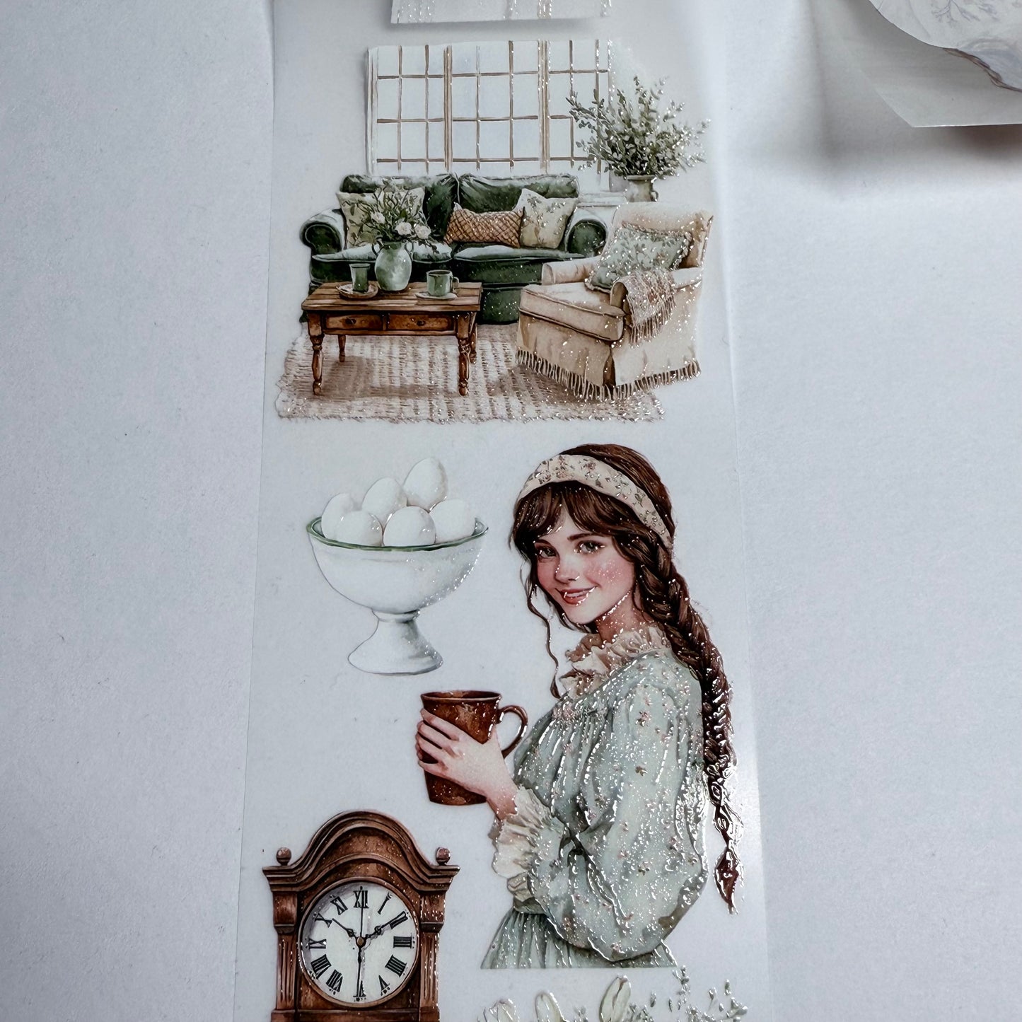 PET 3D raised sporty spring and cottage soul tape,one roll fashion, junk journal, scrapbooking,bullet journal, card making.