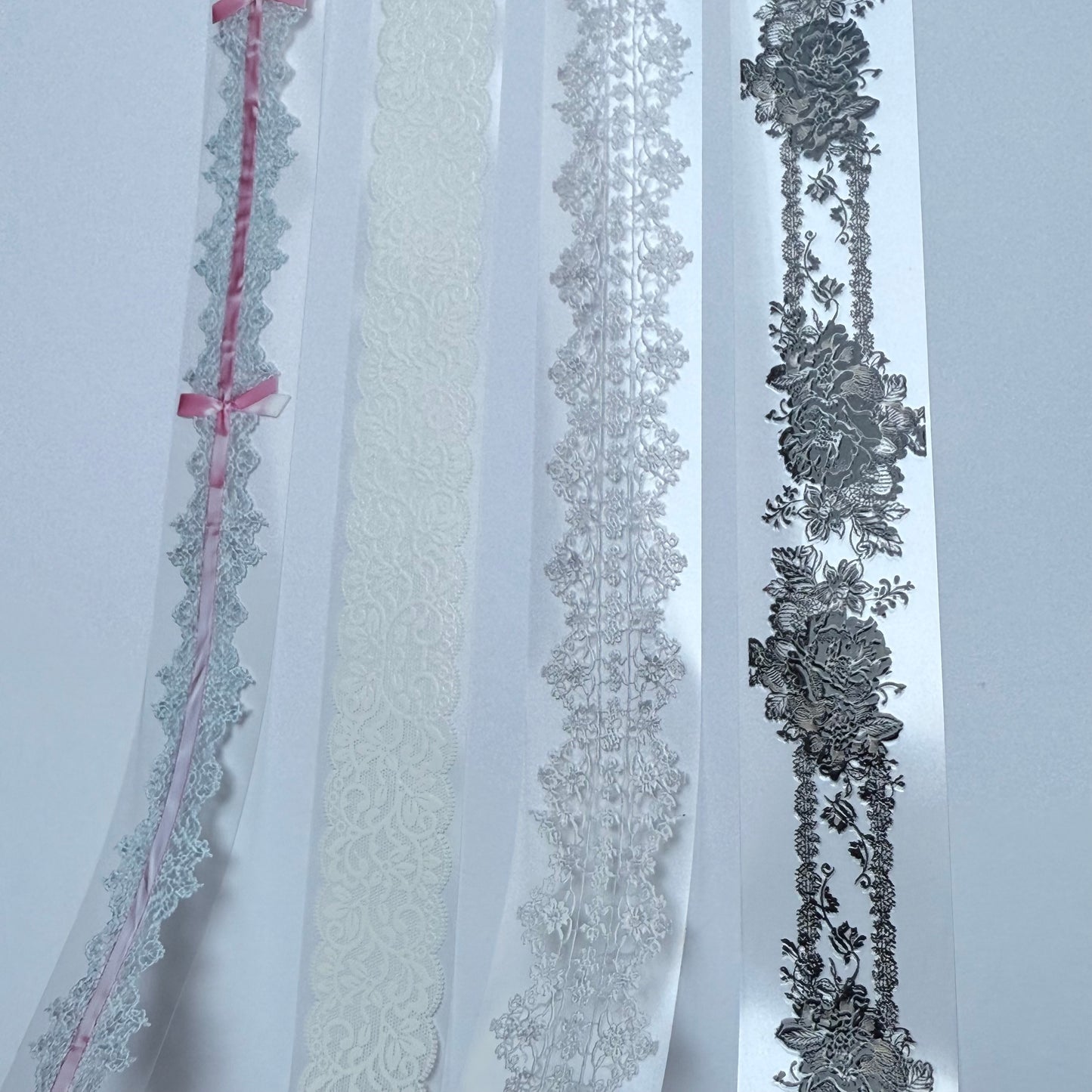 PET 3D raised lace set of 4 rolls tape,one roll fashion, junk journal, scrapbooking,bullet journal, card making.