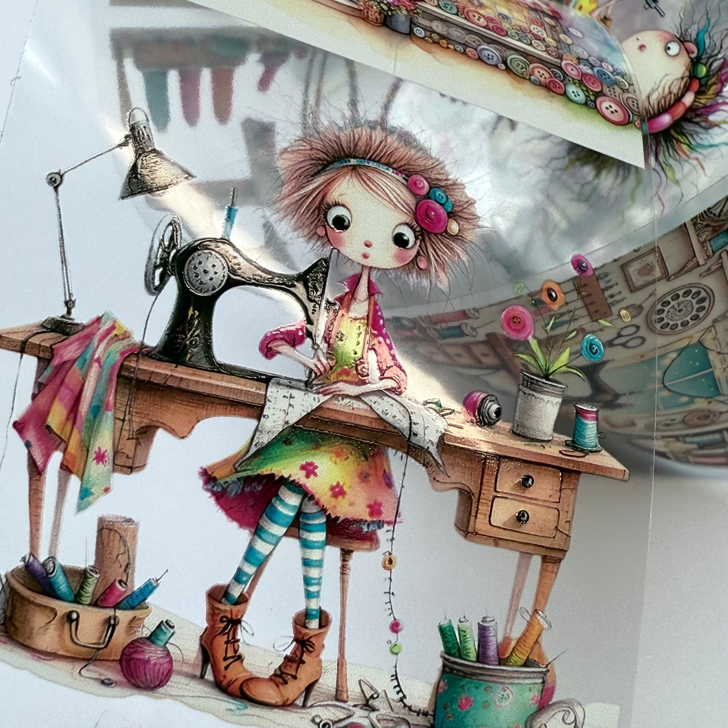 PET 3D raised Quirky Artist and Sewing tape,one roll fashion, junk journal, scrapbooking,bullet journal, card making.