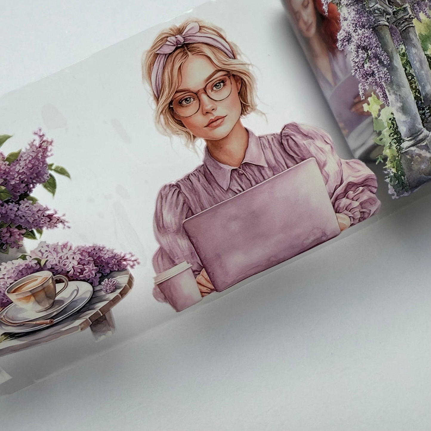 PET 3D raised Lilac daydream and Pink petal planner tape,one roll fashion, junk journal, scrapbooking,bullet journal, card making.