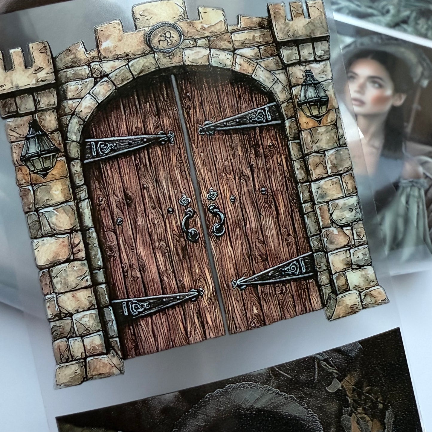 PET 3D raised Medieval carriage and Reading tape,one roll fashion, junk journal, scrapbooking,bullet journal, card making.