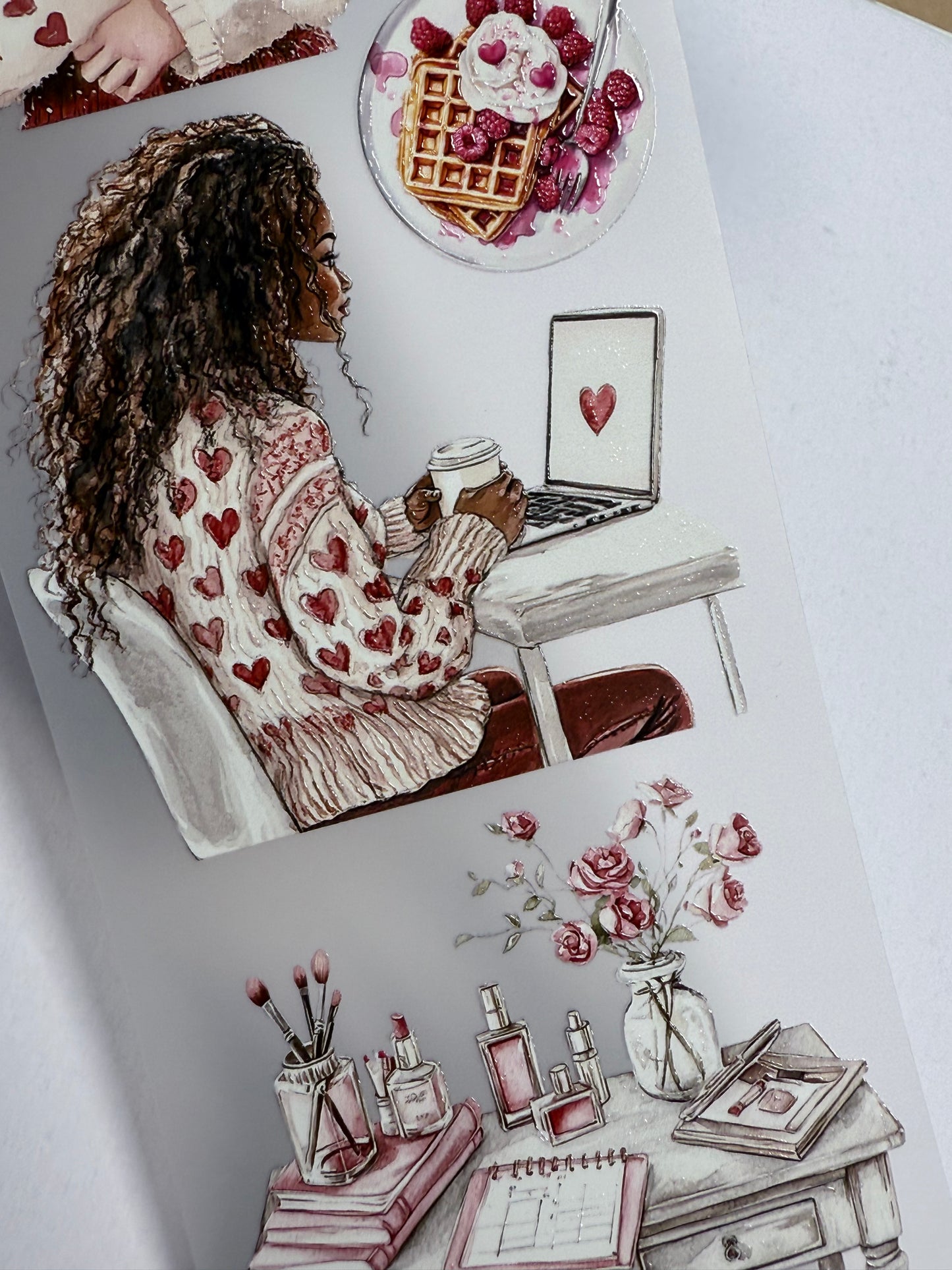 PET 3D raised tape planner and denim love tape,one roll fashion, junk journal, scrapbooking,bullet journal, card making.