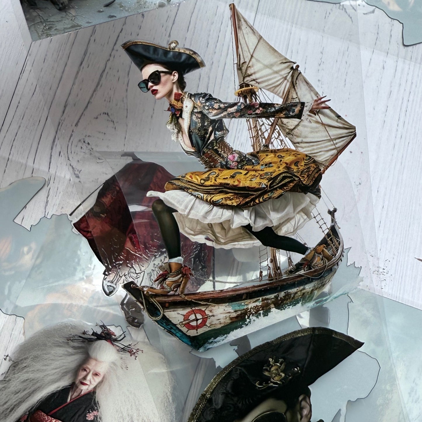 PET 3D raised Surreal Quirky Pirate Crew and Peculiar Japanese Style Senior tape,one roll fashion, junk journal, scrapbooking,bullet journal, card making.
