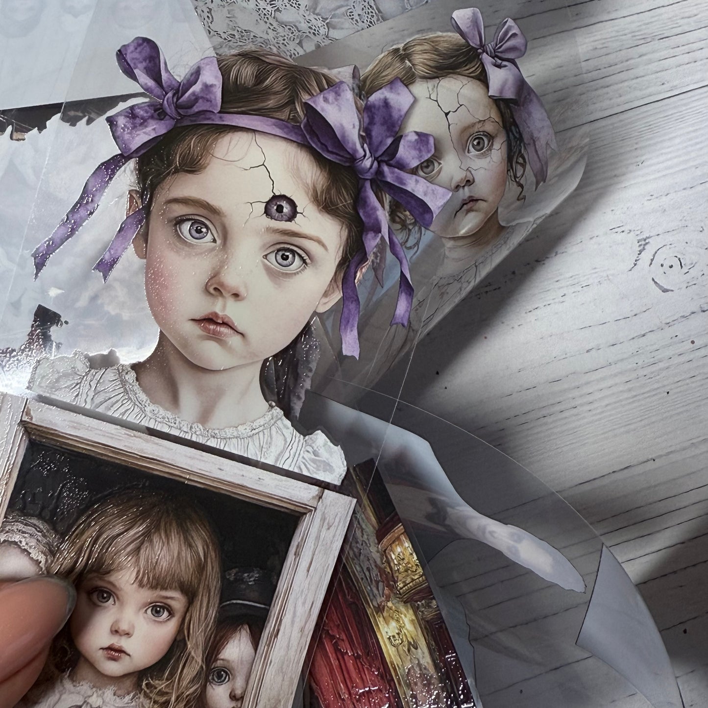 PET 3D raised Haunted dollhouse and opera house tape,one roll fashion, junk journal, scrapbooking,bullet journal, card making.