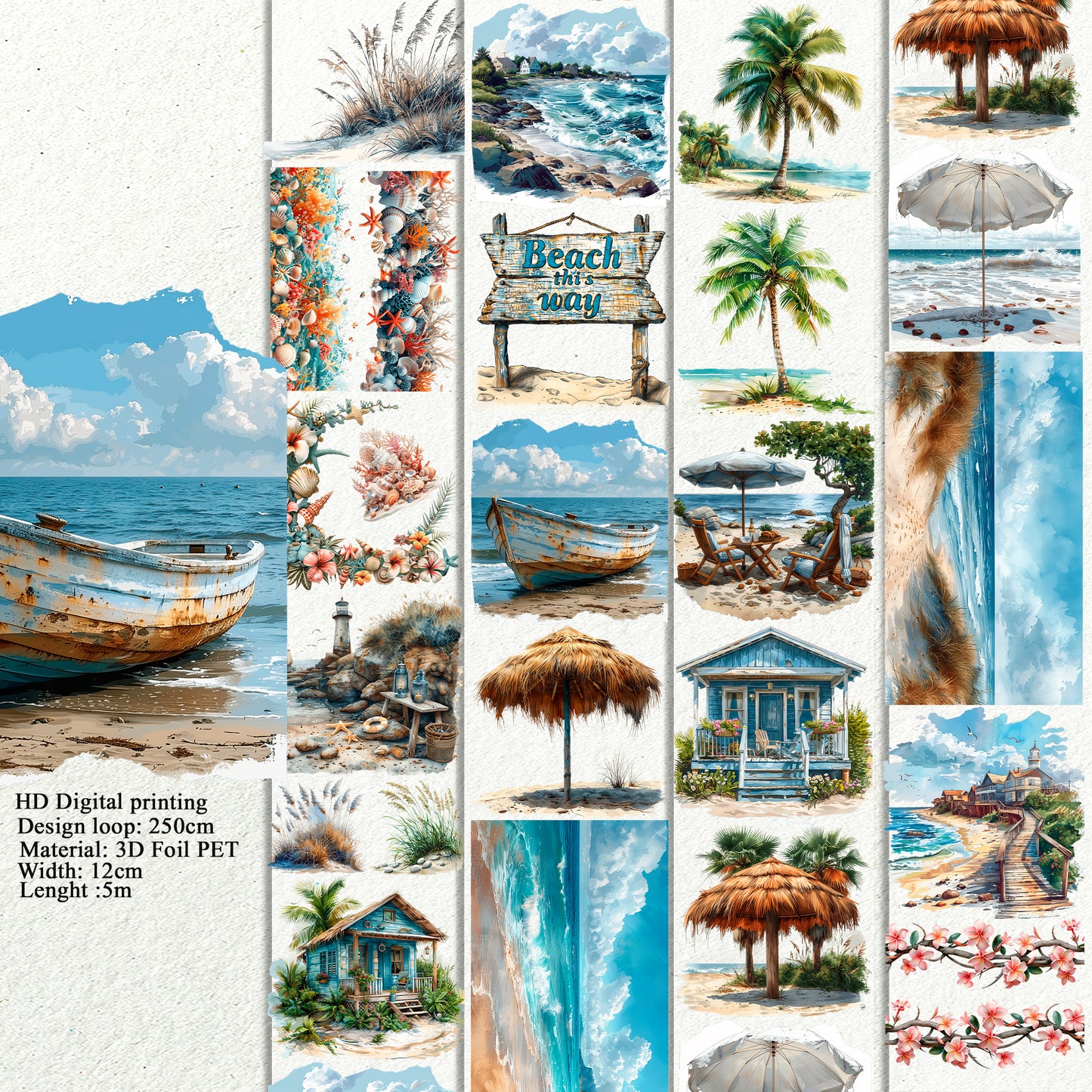 PET 3D raised Beach Bound Landscape tape