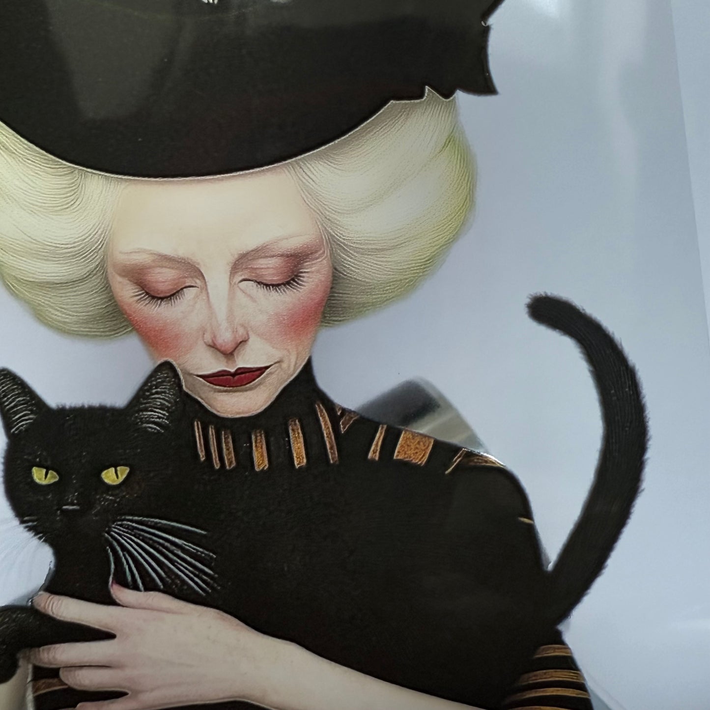 PET 3D raised Whimsical Lady with cat and Spring tape,one roll fashion, junk journal, scrapbooking,bullet journal, card making.