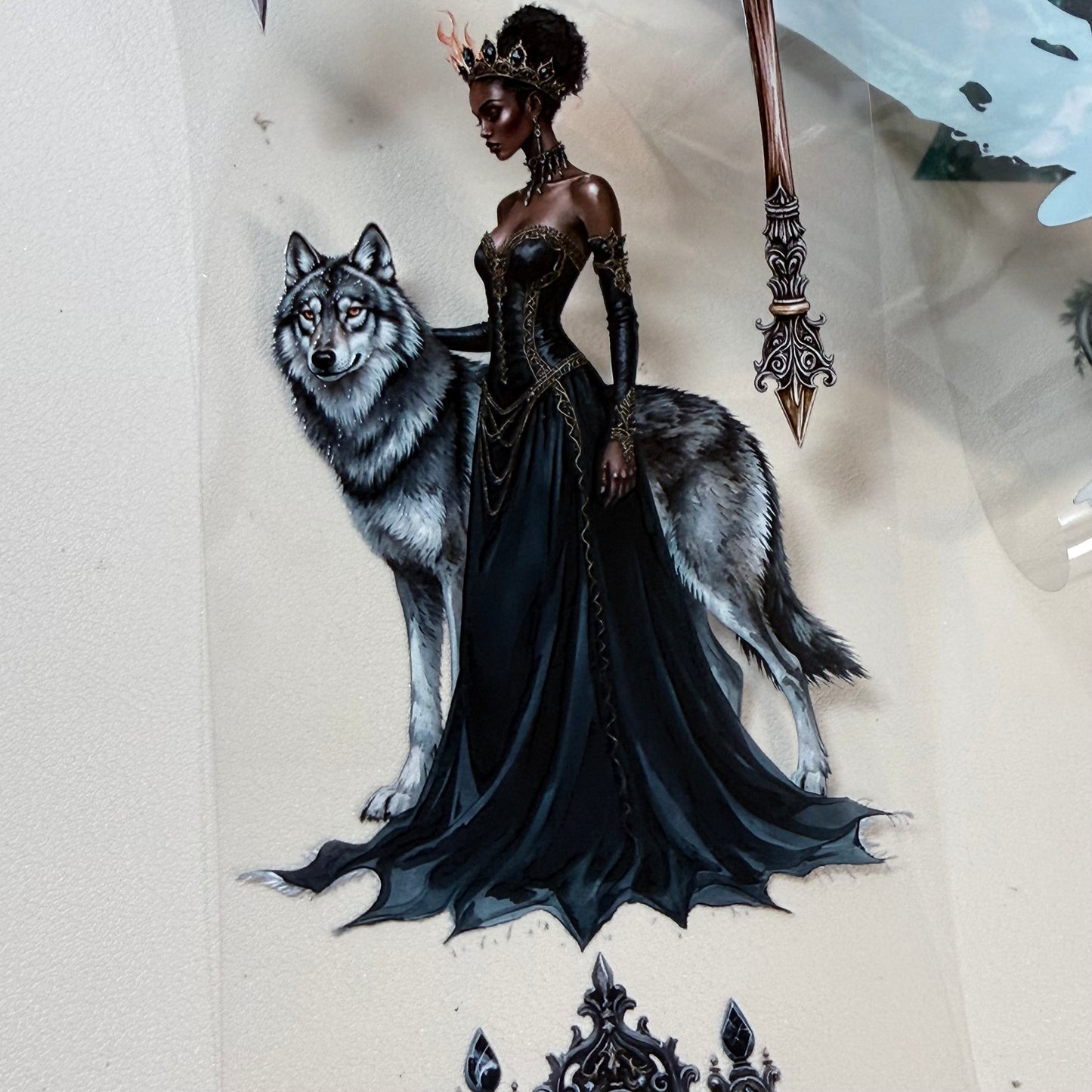 Emerald Winter Witch and Obsidian Winter Witch PET 3D raised tape,one roll fashion, junk journal, scrapbooking,bullet journal, card making.