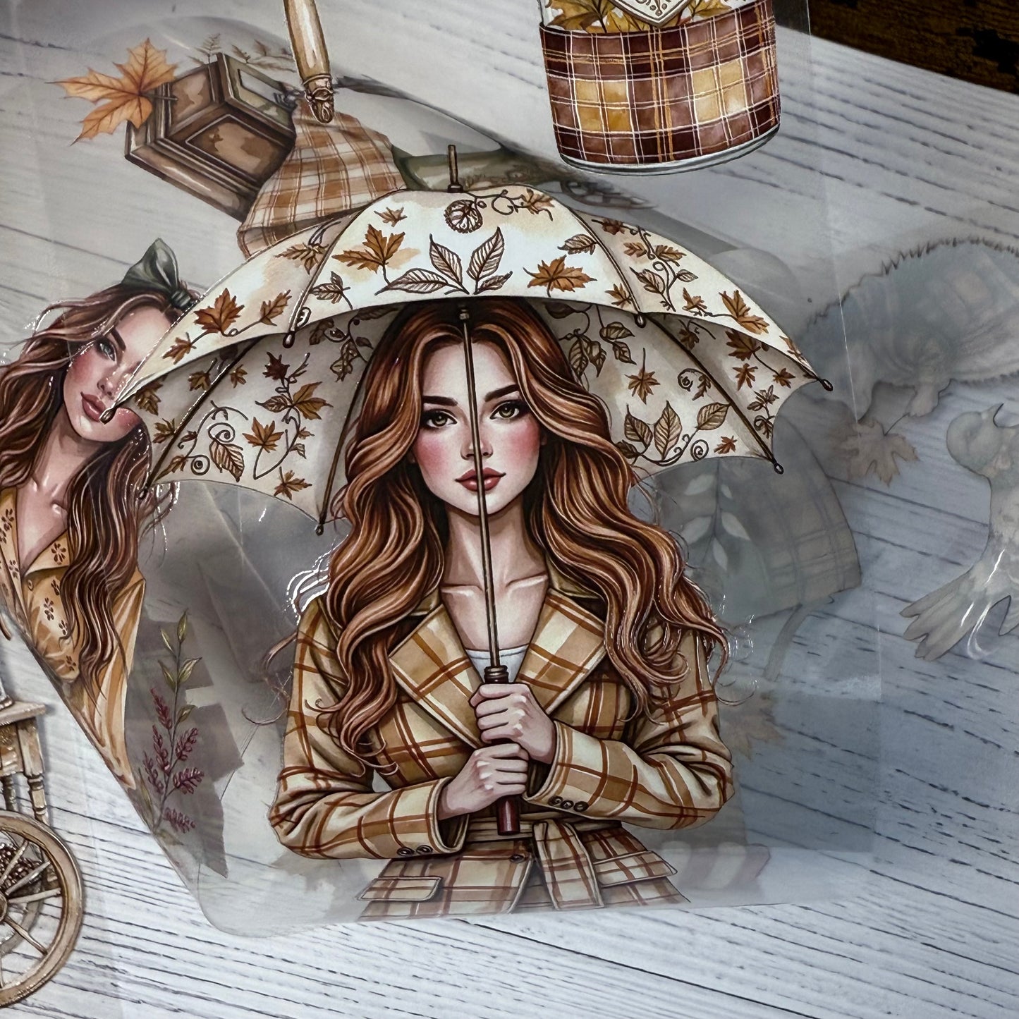 PET 3D raised Autumn reverie and Coffee time tape,one roll fashion, junk journal, scrapbooking,bullet journal, card making.