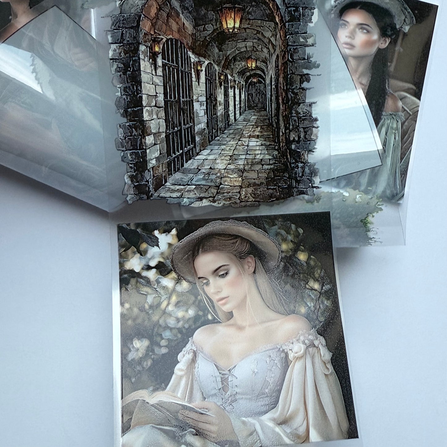 PET 3D raised Medieval carriage and Reading tape,one roll fashion, junk journal, scrapbooking,bullet journal, card making.