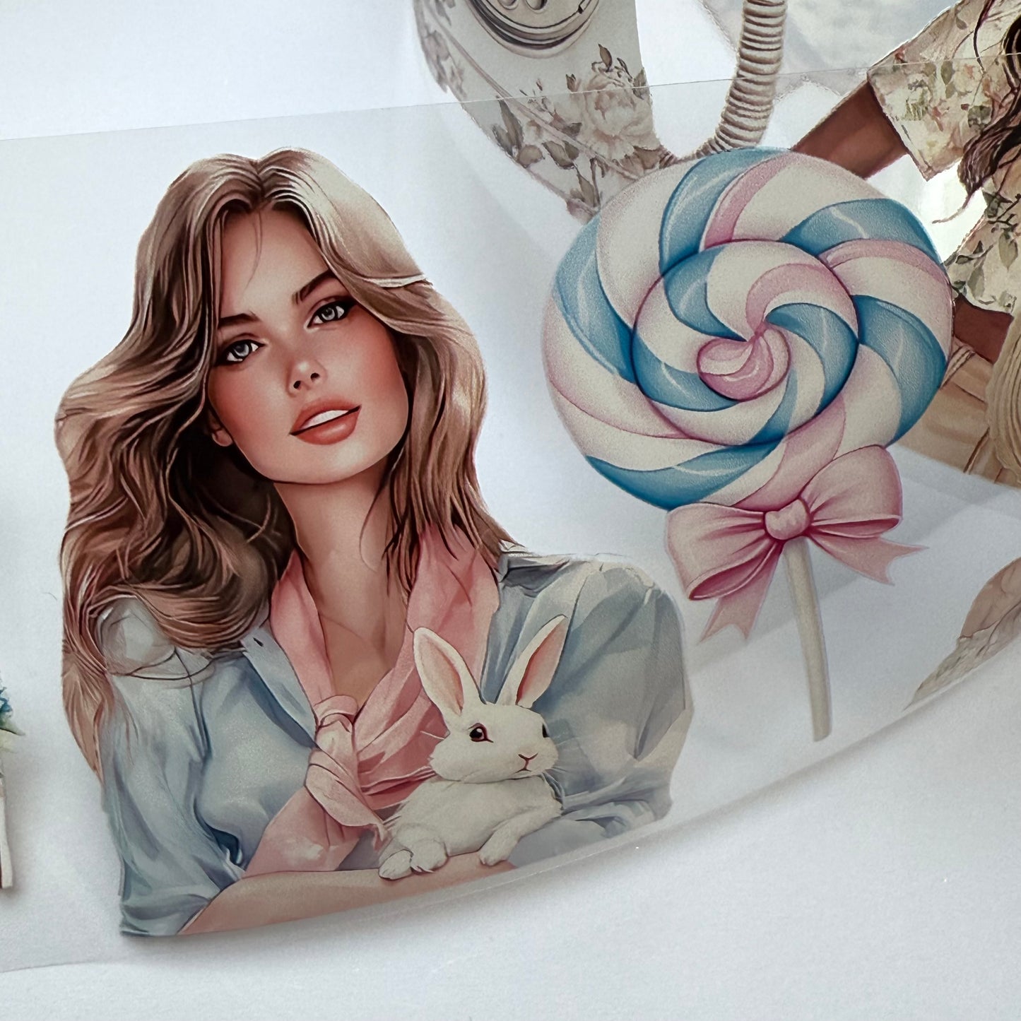 PET 3D raised Happy easter and toil de fleur tape,one roll fashion, junk journal, scrapbooking,bullet journal, card making.